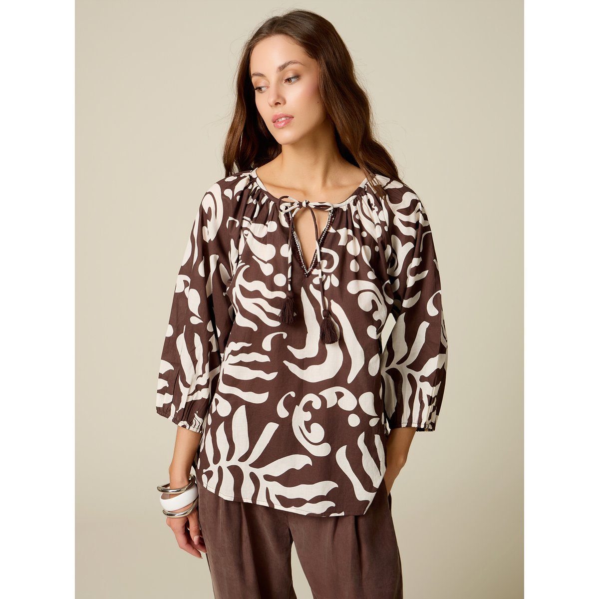 Blouse fantaisie marron, OLTRE