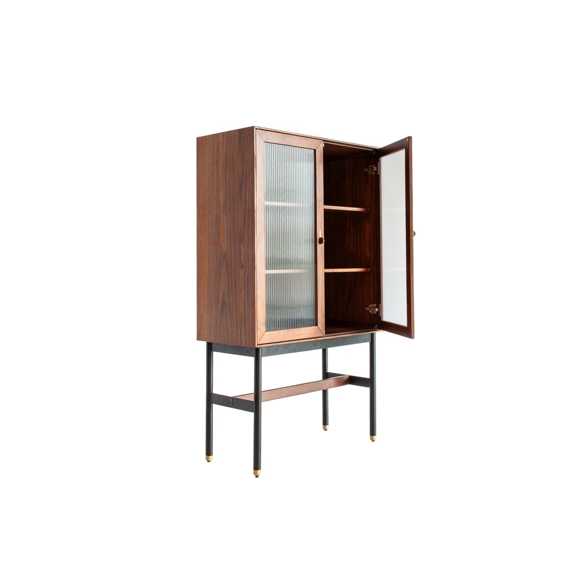 Vitrine en verre cannelé et noyer VELINA bois foncé, PRODUIT INTERIEUR BRUT
