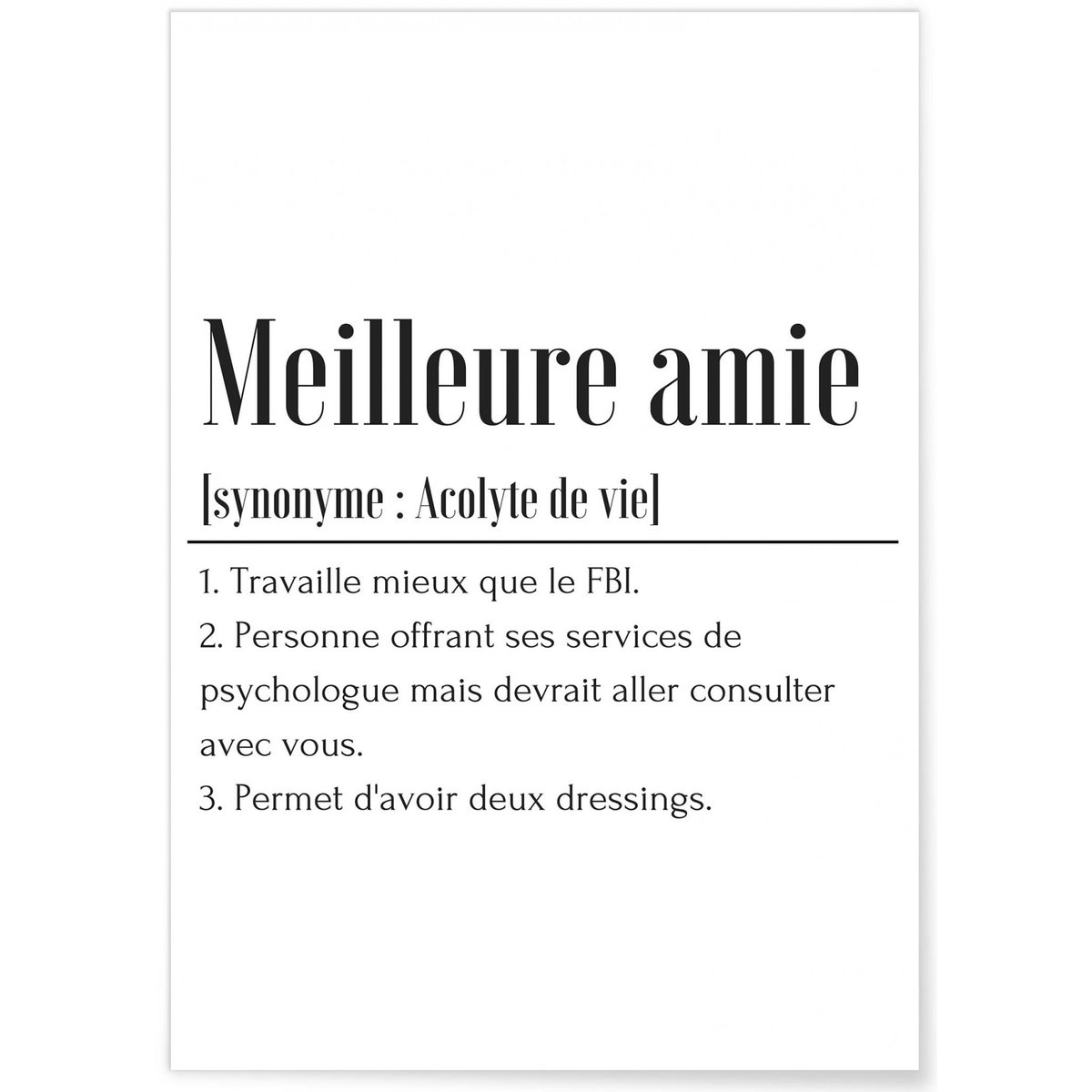 Affiche Définition Meilleure Amie blanc, L'AFFICHERIE