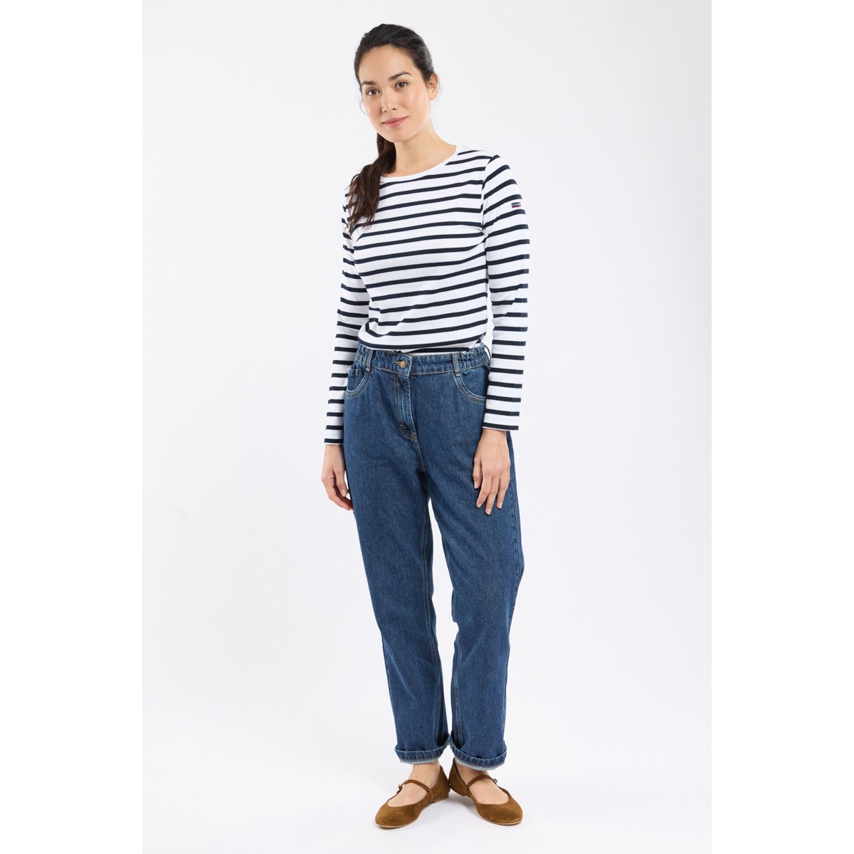 Marinière en coton CROZON blanc/rich navy, ARMOR-LUX