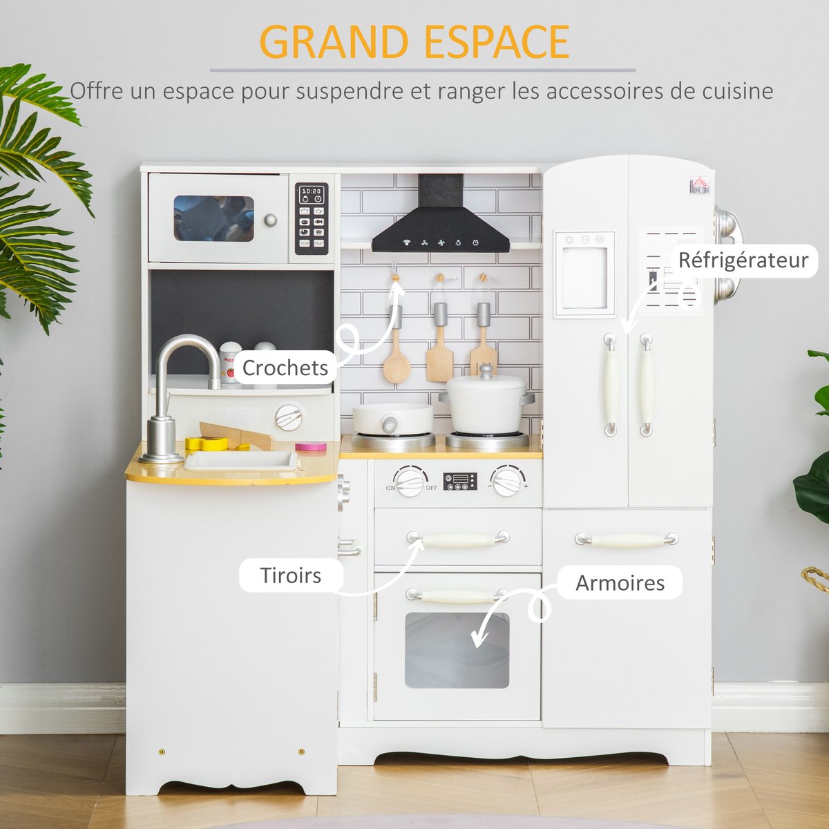 Ensemble de cuisine pour enfants MDF Blanc blanc, HOMCOM
