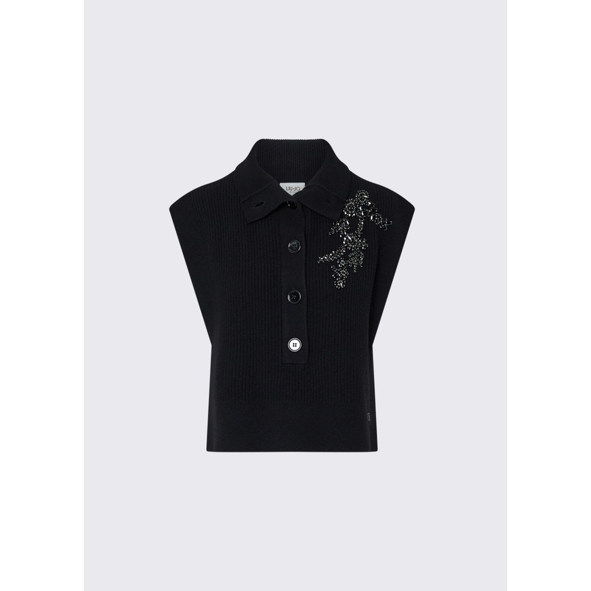 Gilet en laine avec broderie bijou noir, LIU JO