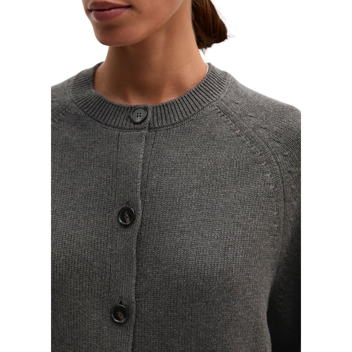 Cardigan coupe classique en coton biologique épais gris, MARC O'POLO