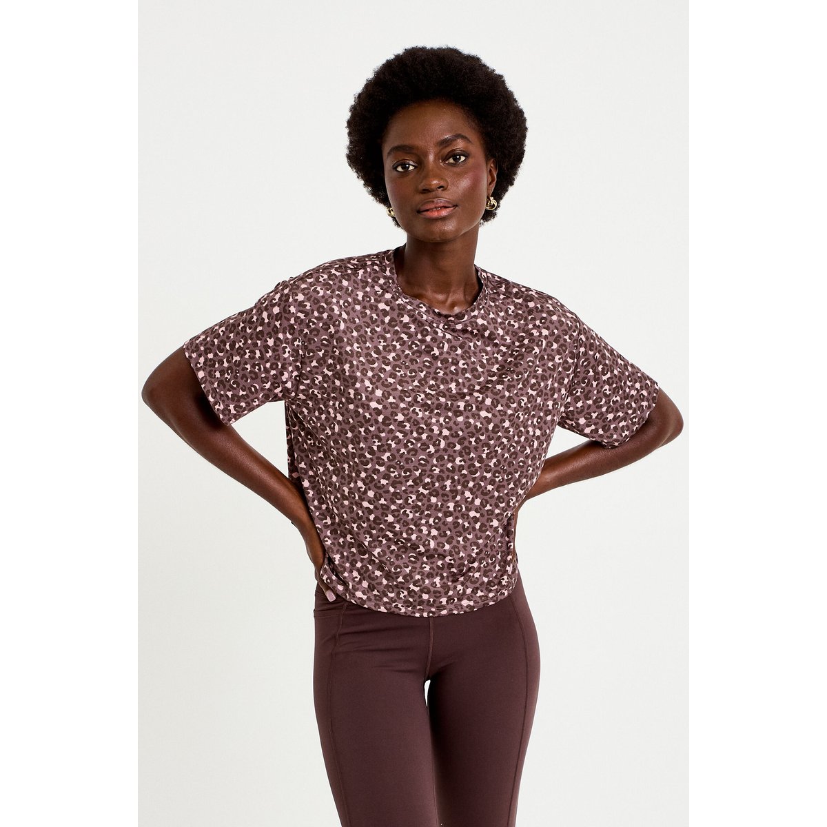 T-shirt col rond manches courtes violet, CACHE CACHE