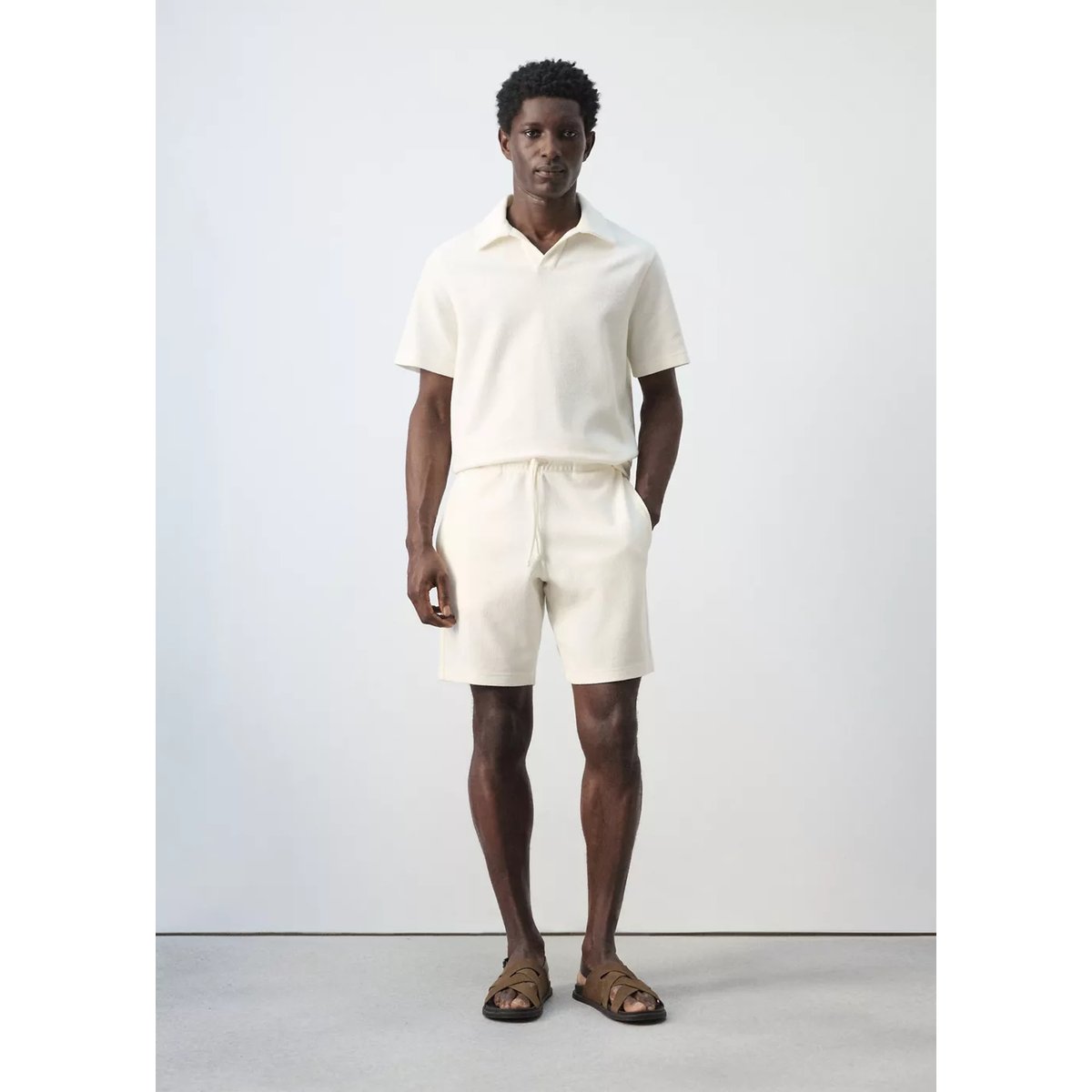 Bermuda coton texturé cordon blanc, MANGO MAN
