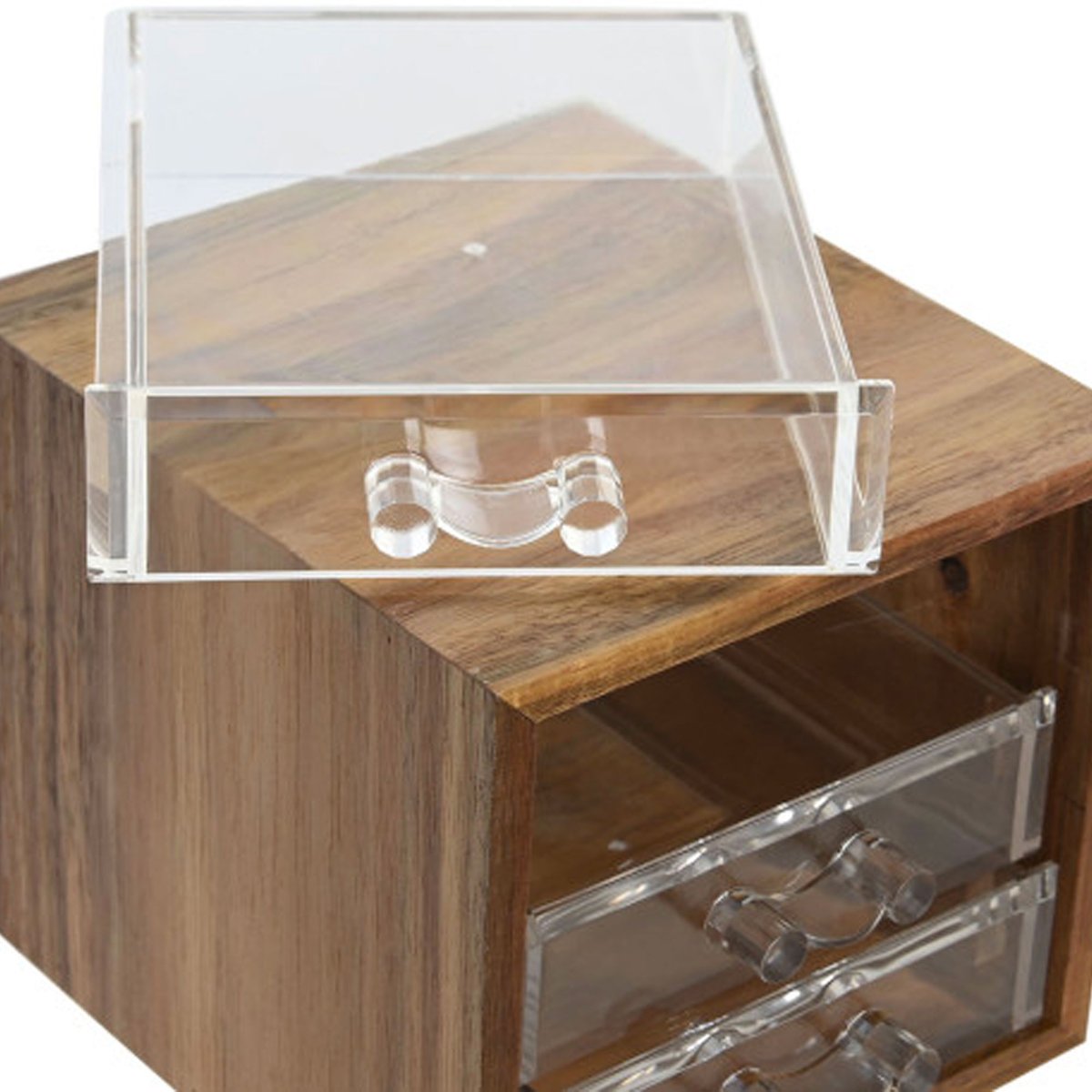 Organisateur rangement salle de bain en acacia 3 tiroirs 14x13x11.5cm bois, WADIGA