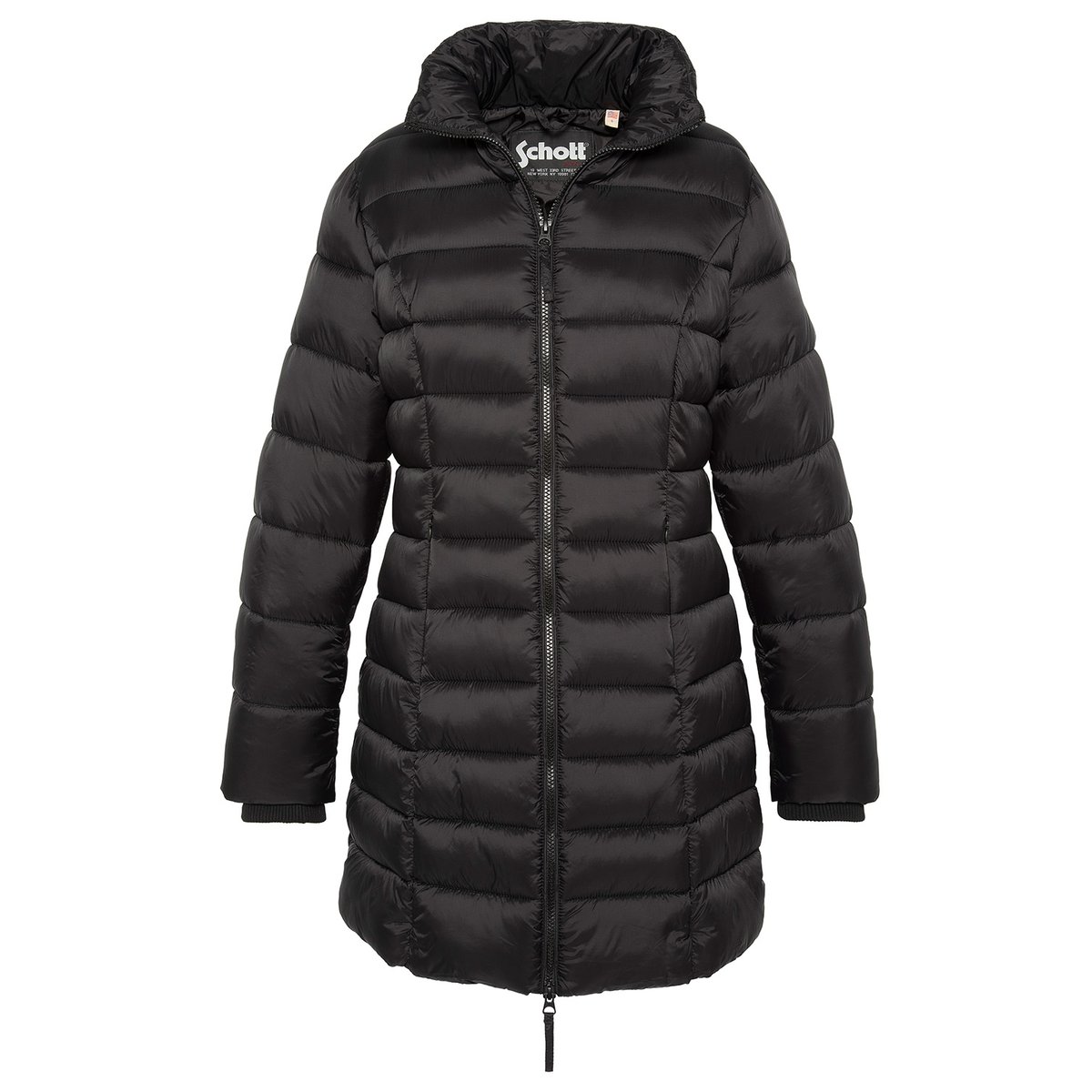 Doudoune longue à capuche avec imitation fourrure noir, SCHOTT