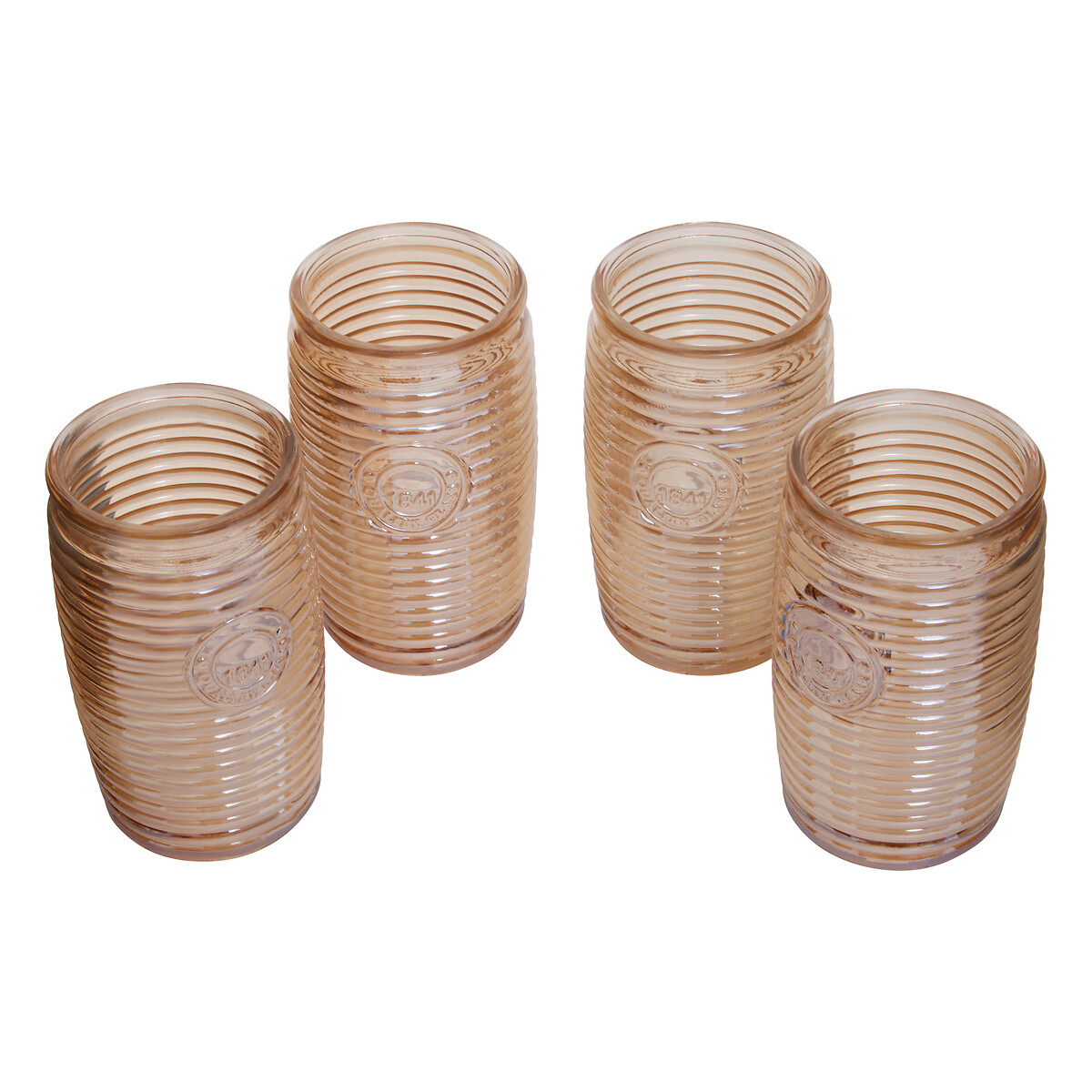 Set of 4 Ribbed Tumbler Glasses gold-coloured, SO'HOME