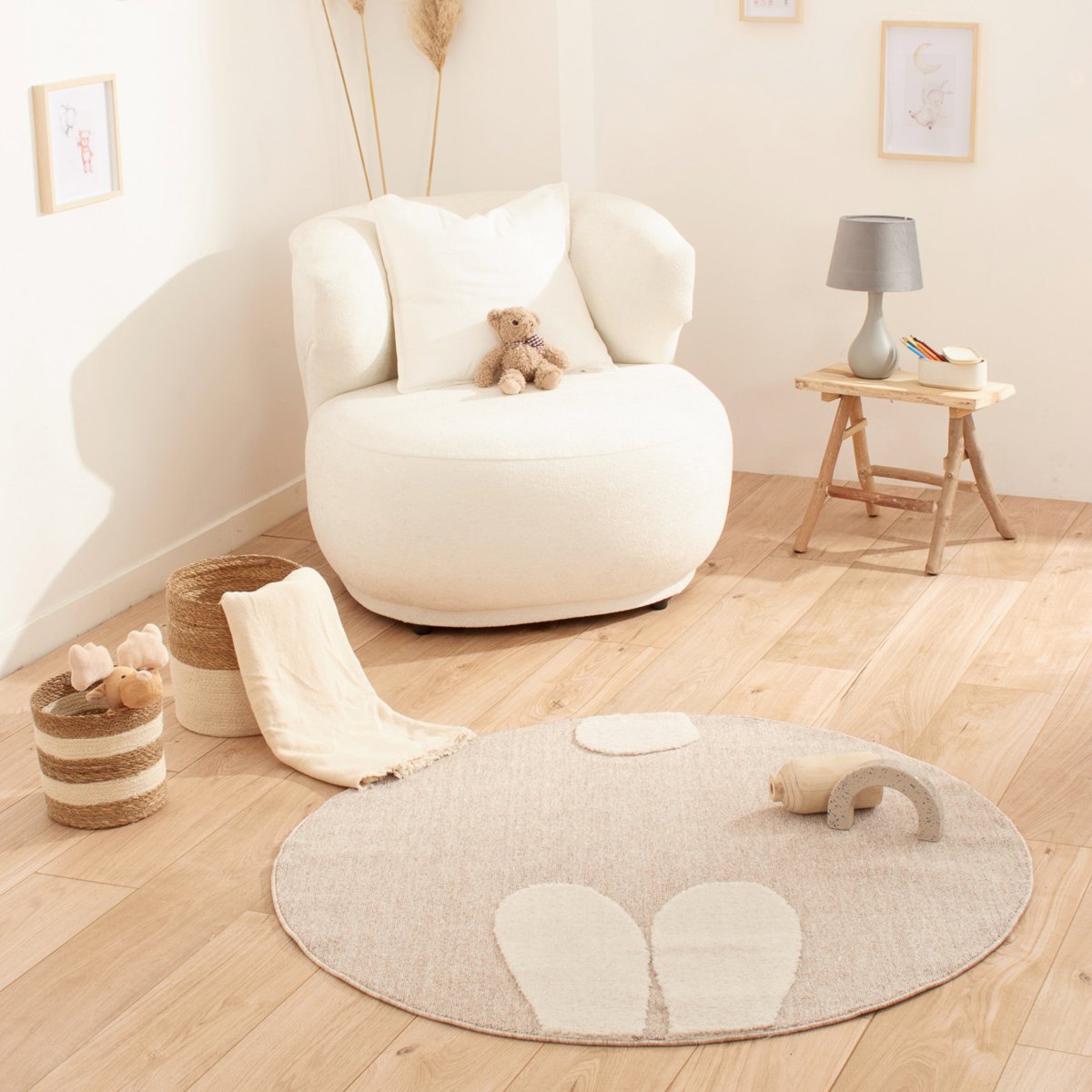 Tapis enfant BAMBI beige lapin, NAZAR RUGS