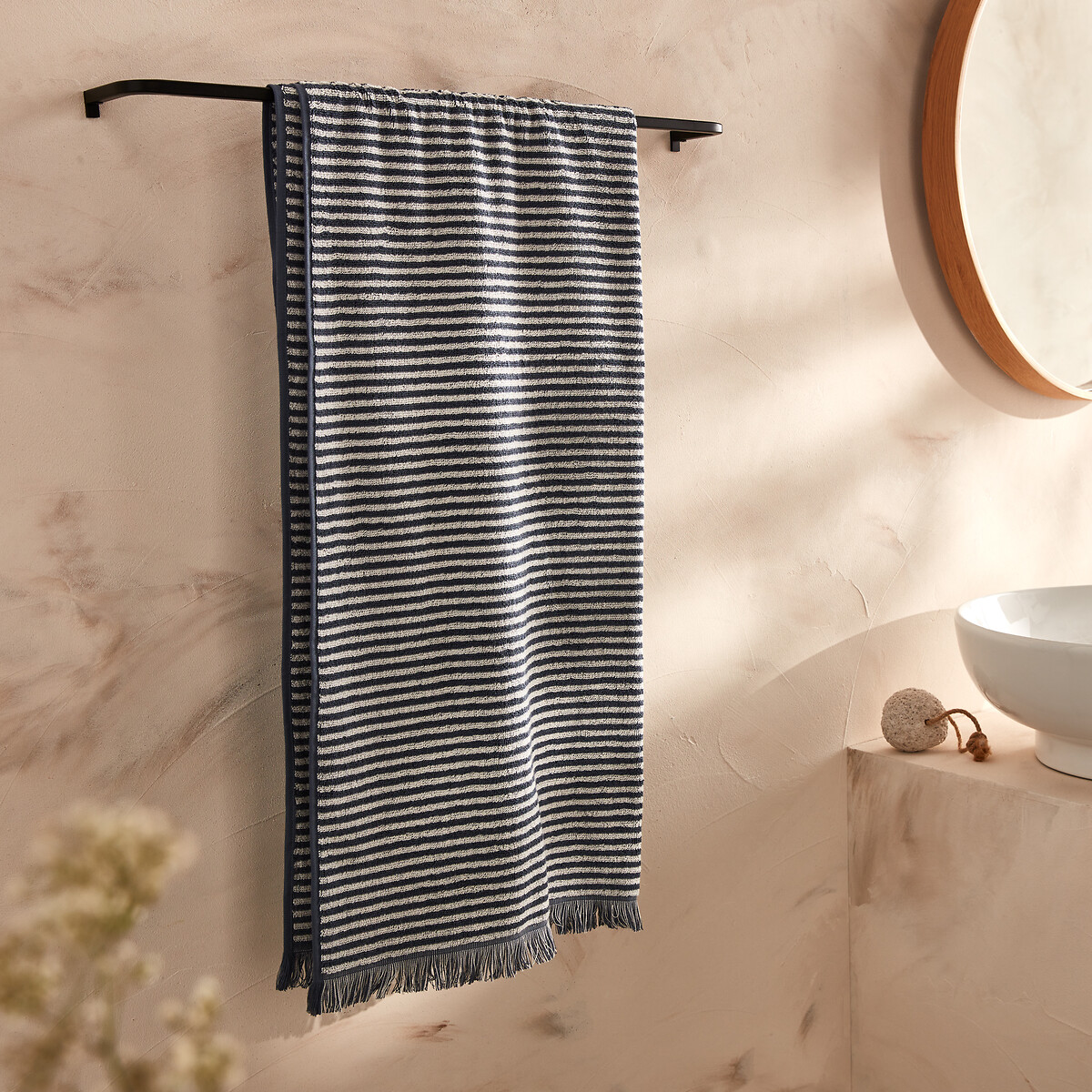 Malo Striped 100% Cotton Bath Towel storm blue, LA REDOUTE INTERIEURS