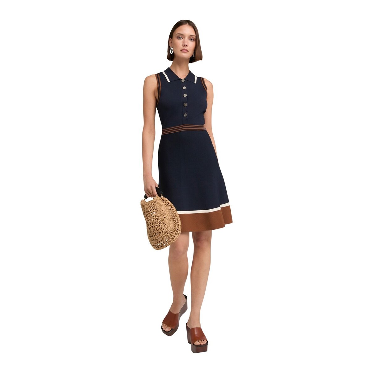 Robe ligne A avec col polo bleu, MOTIVI
