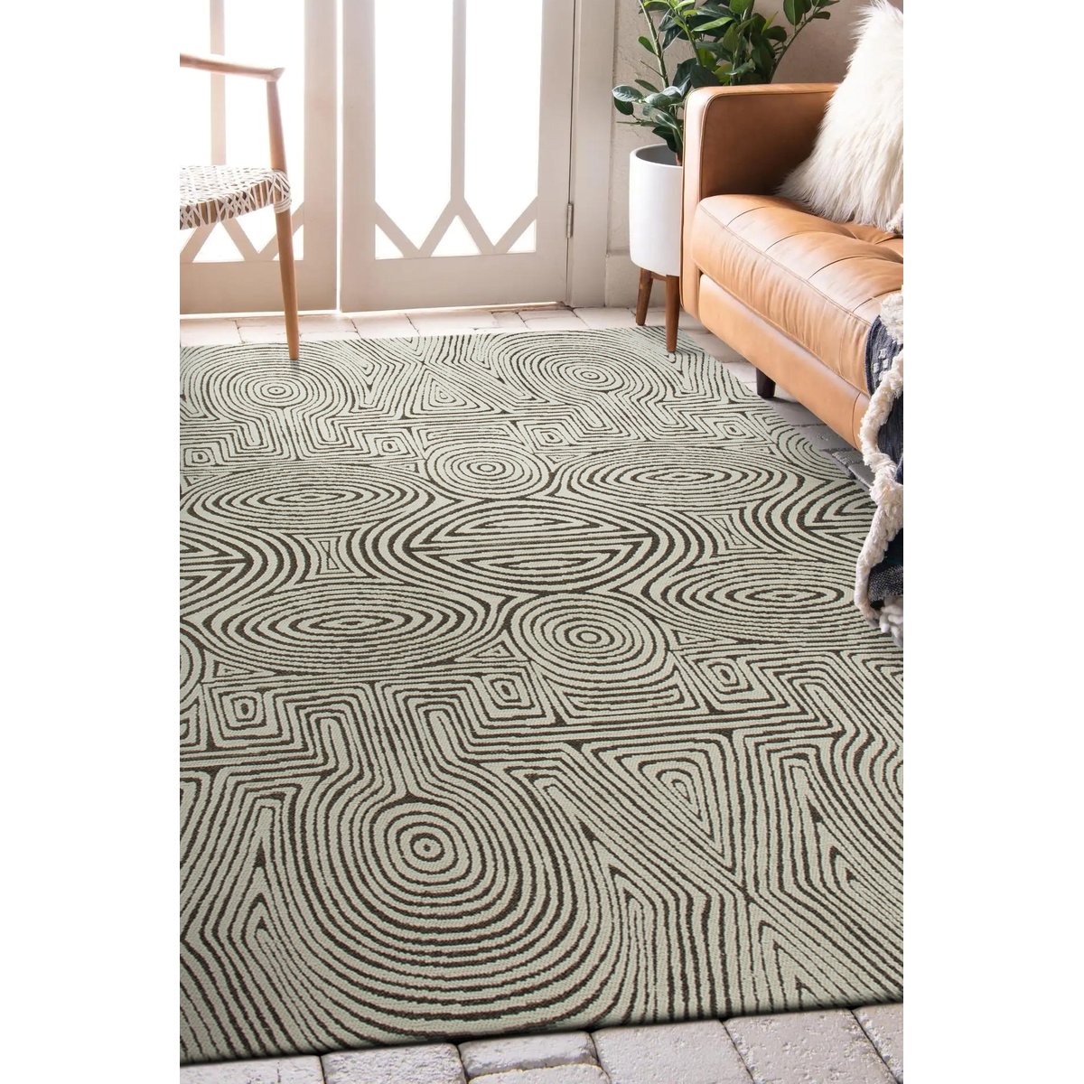 Tapis intérieur/extérieur moderne tissé plat HABANERO blanc, NOVATREND