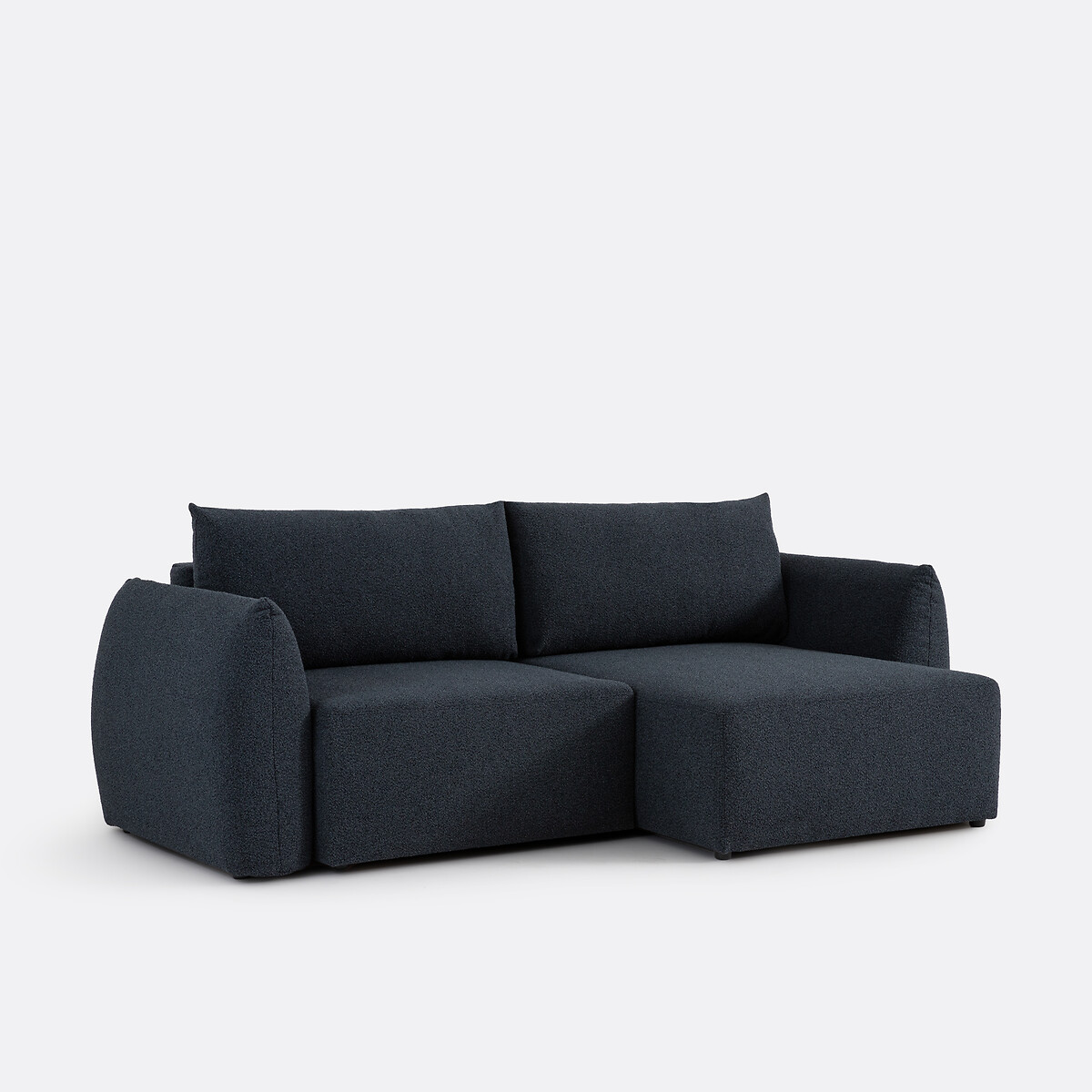 Canapé d'angle convertible avec coffre, 3 places, en bouclette fine, EDITH bleu, LA REDOUTE INTERIEURS