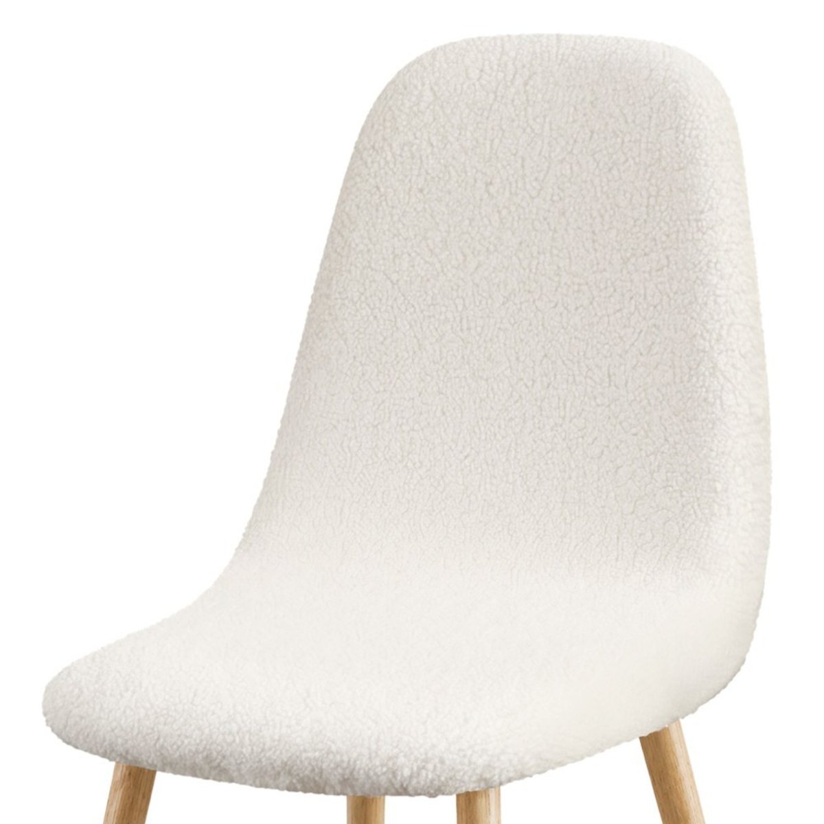 Housse de chaise scandinave extensible en bouclette blanc, DECORATIE