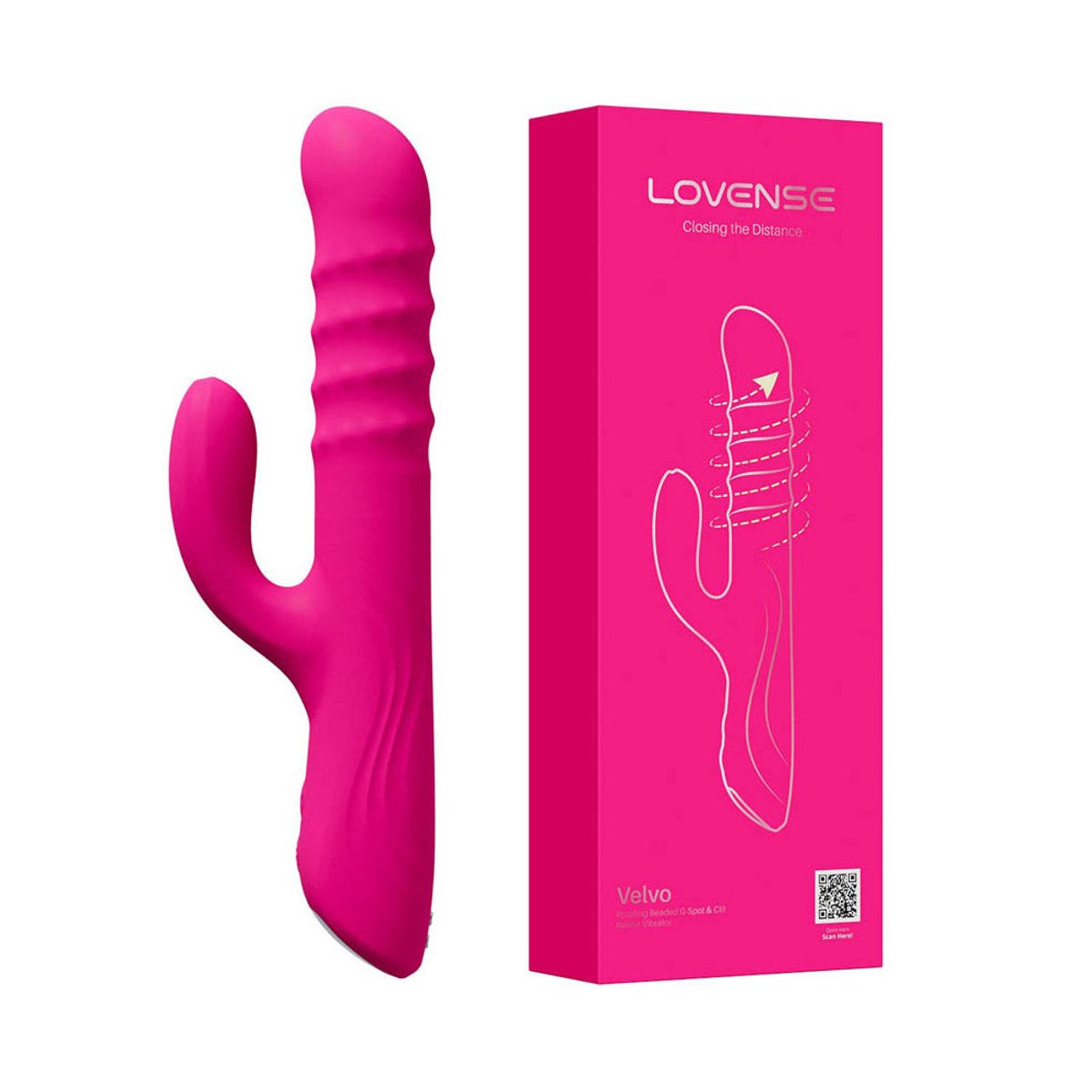 Vibromasseur rabbit rotatif et connecté Velvo rose, LOVENSE