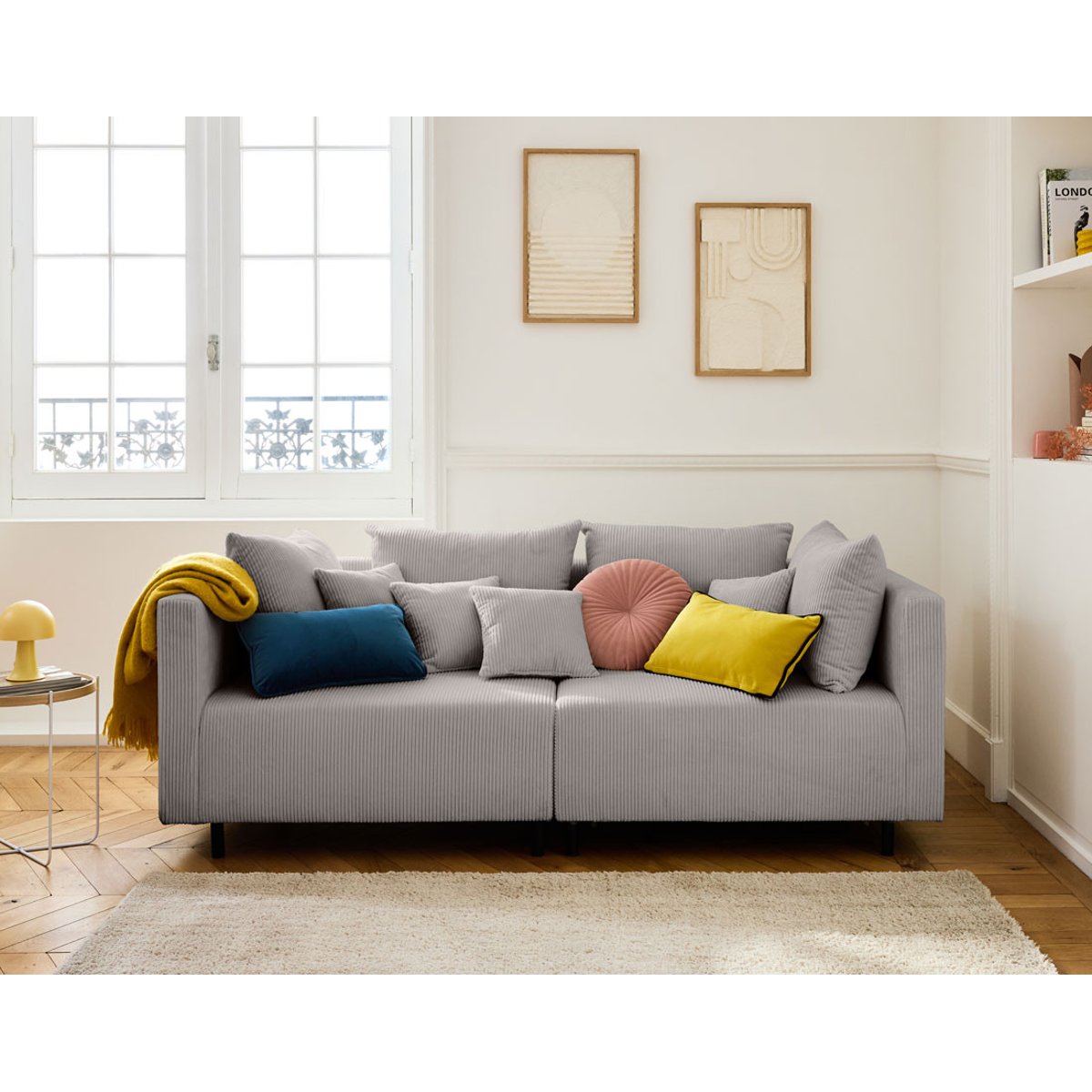 Canapé Modulable 2 places - EDINBURG gris clair, BEST MOBILIER