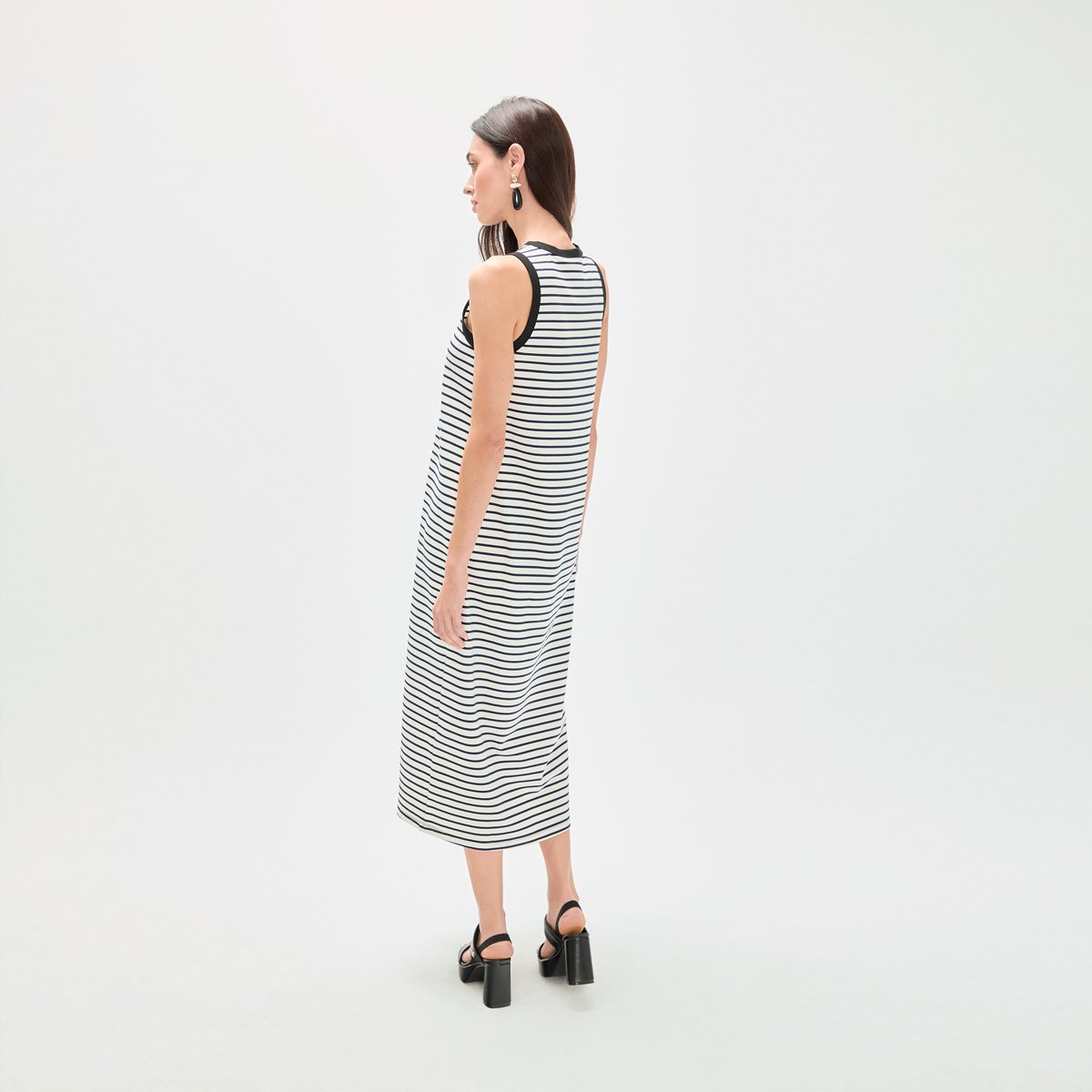 Robe longue sans manches à rayures blanc, LOLA CASADEMUNT