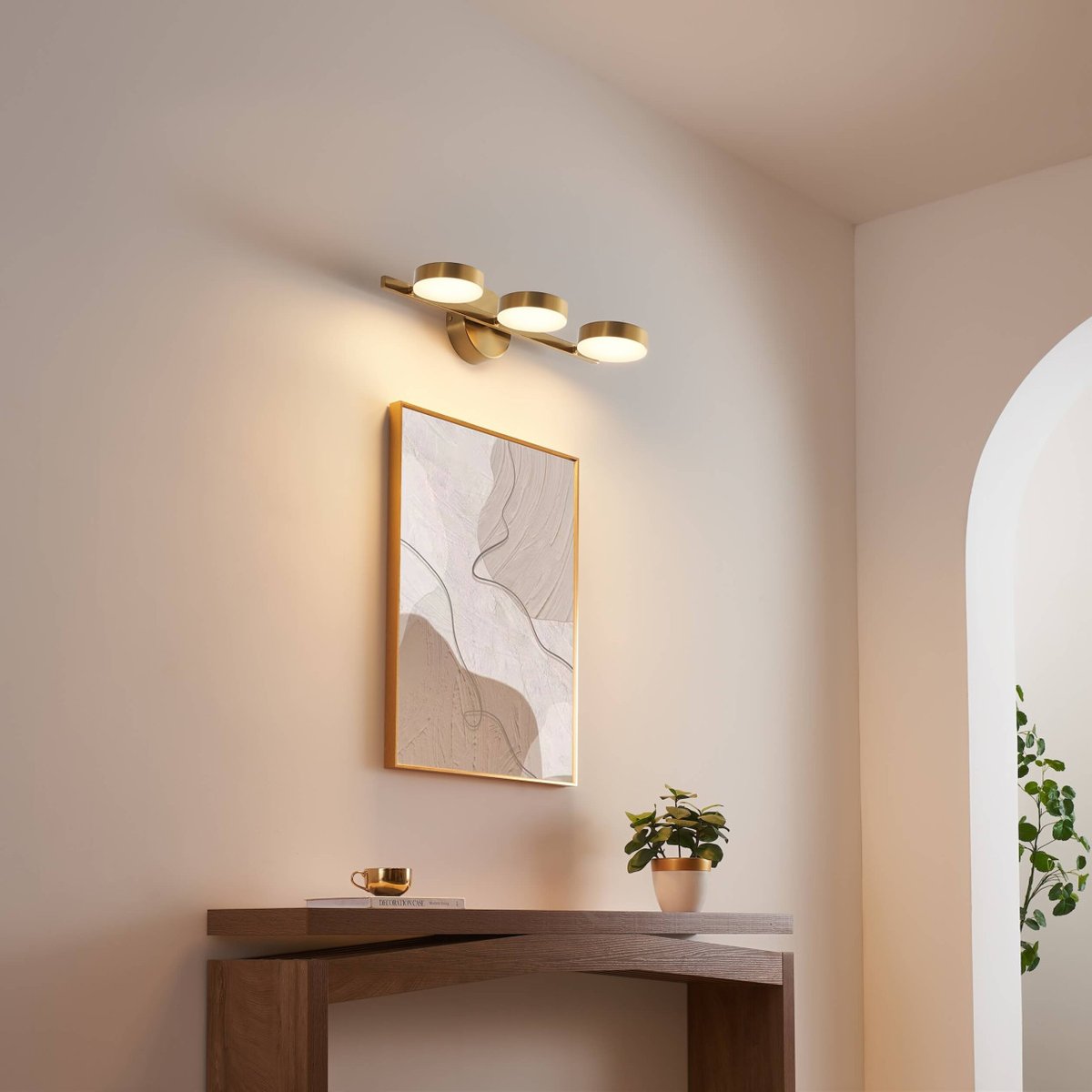 Applique LED miroir pivotante - SYLORIA laiton et blanc, KOSILUM