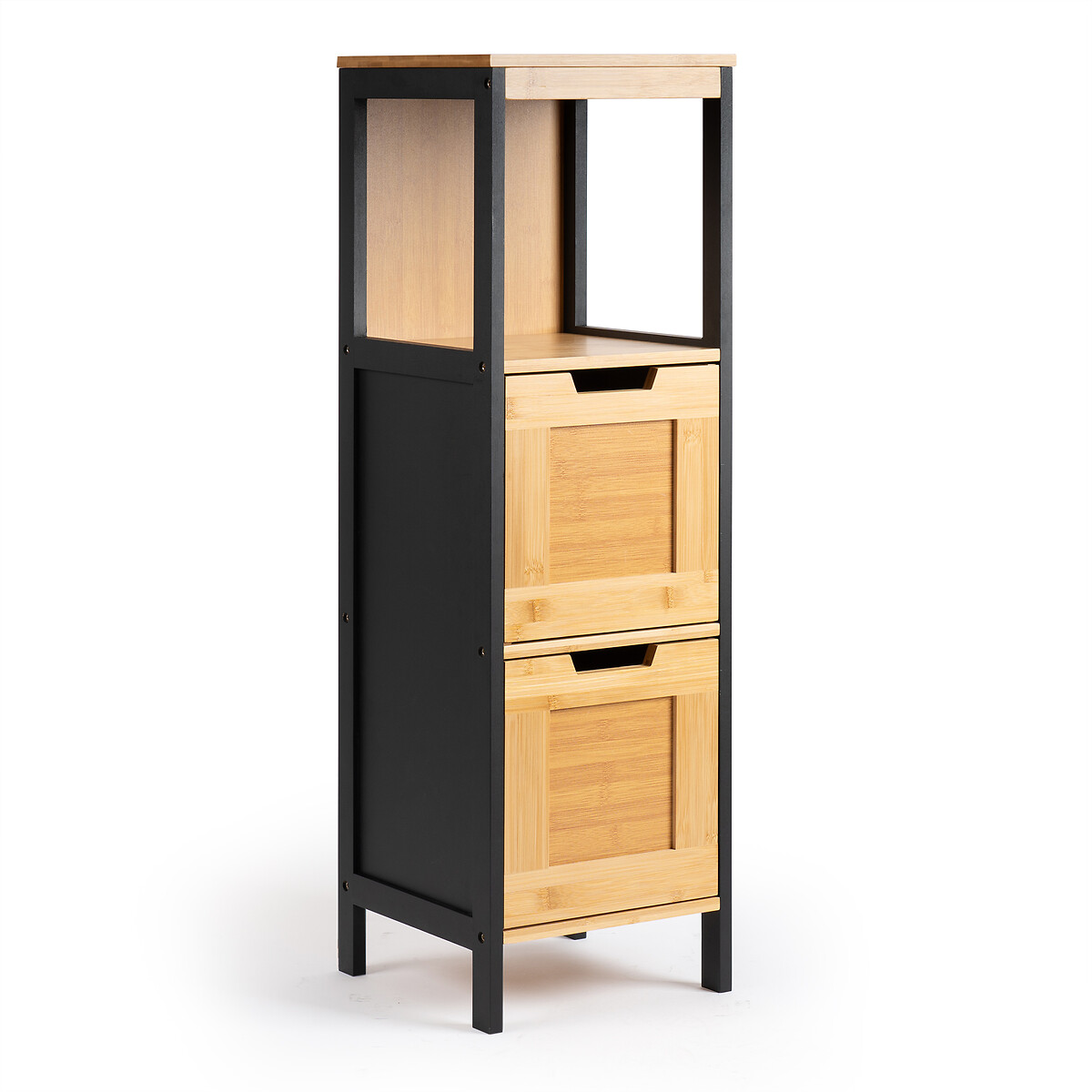 Slatted Bamboo Bathroom Slimline Drawers black, SO'HOME