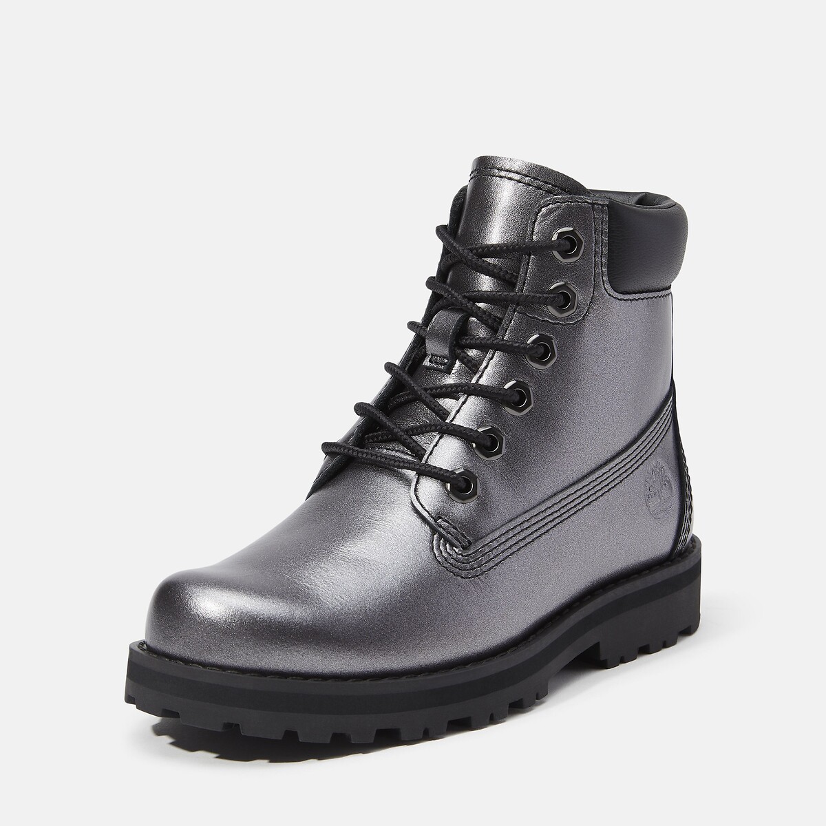 Stivaletti con lacci e zip COURMA KID MID LACE color argento, TIMBERLAND