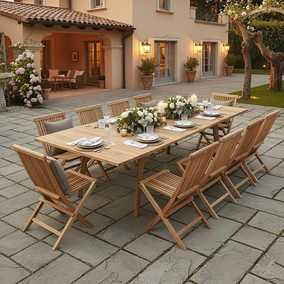 Salon de jardin en teck massif Oasis, 10 places naturel, TECK ATTITUDE