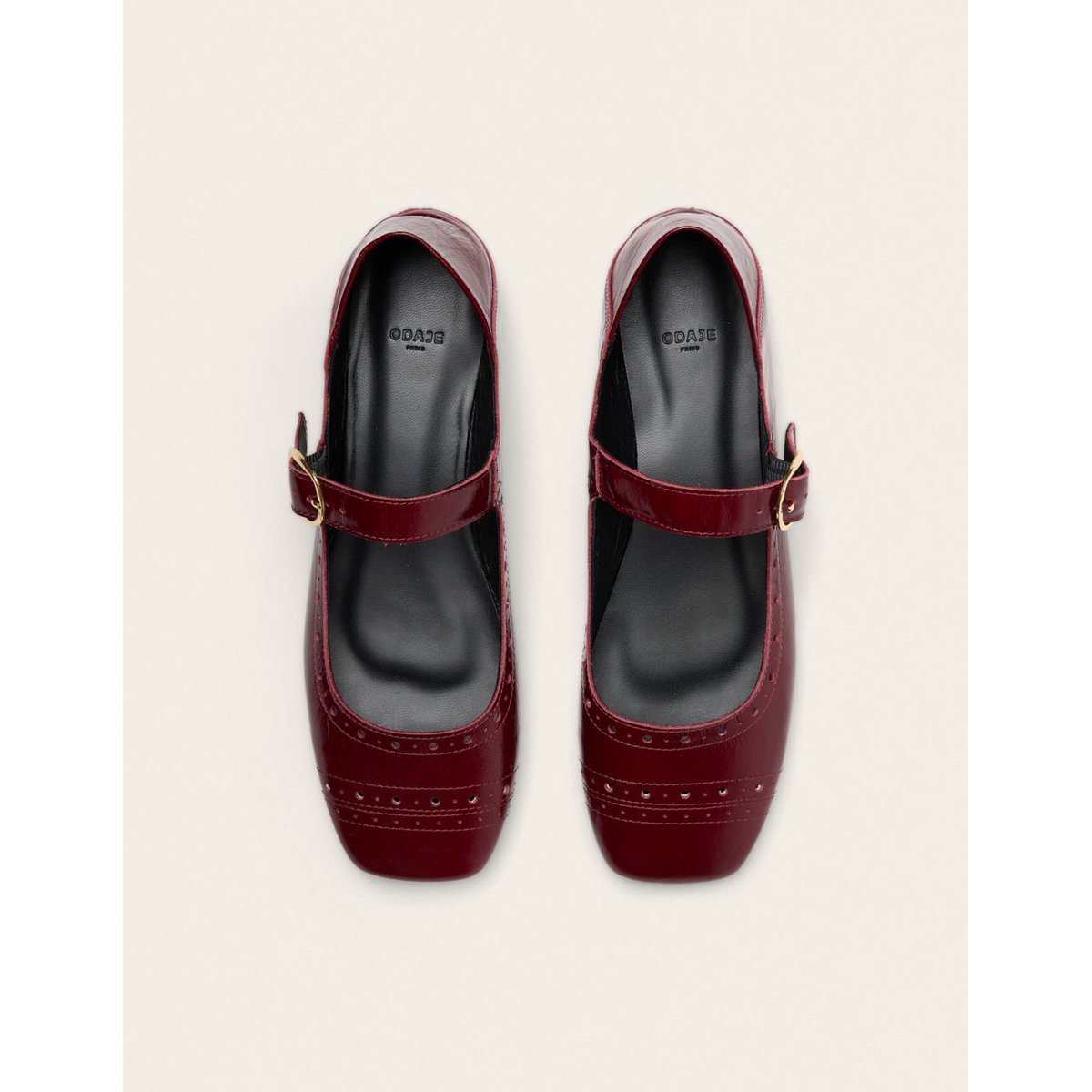 Ballerines LALI cuir plissé bordeaux, ODAJE