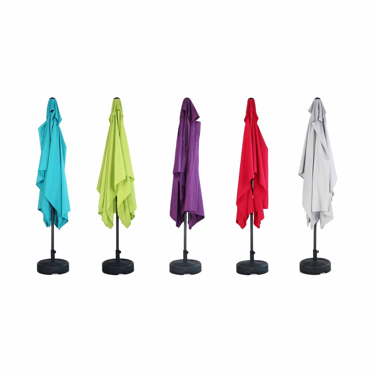Parasol mât central rectangulaire 2x3m, mât effet bois TOUQUET turquoise, SWEEEK