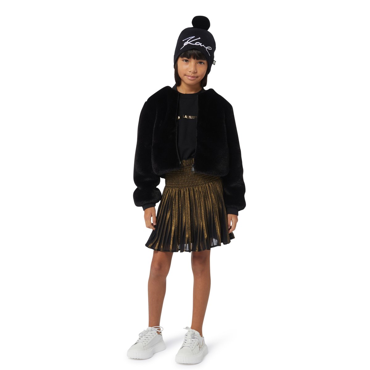 Robe multimatière noir dore, KARL LAGERFELD KIDS