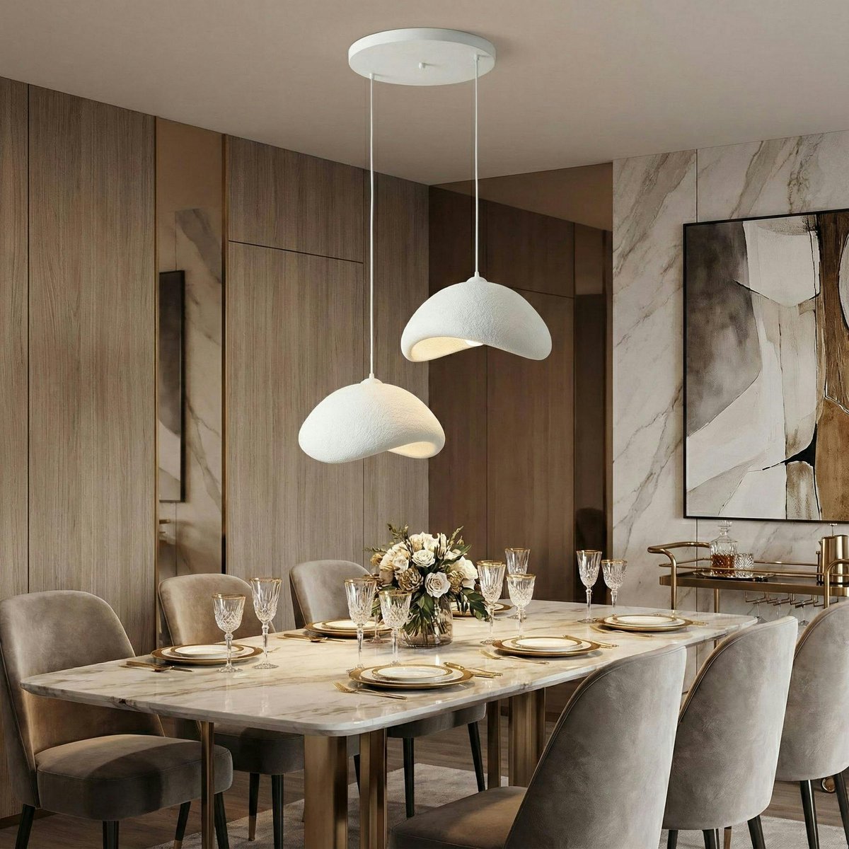 Suspension de table blanche 2 lampes 94 cm NOXIS blanc, PIER IMPORT