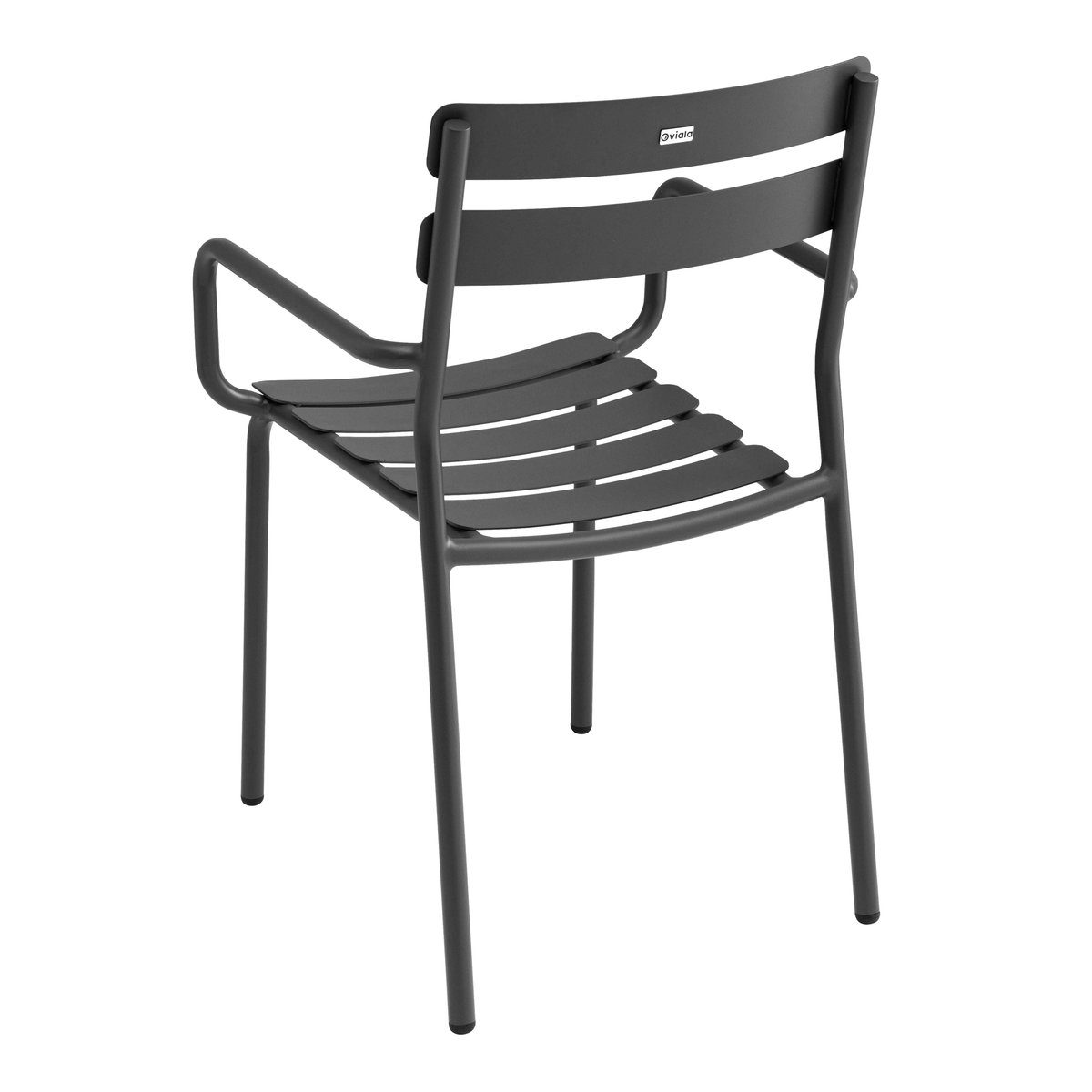 Table de terrasse 60x60 cm inclinable en aluminium et 2 chaises avec accoudoirs, ALMADA noir, OVIALA