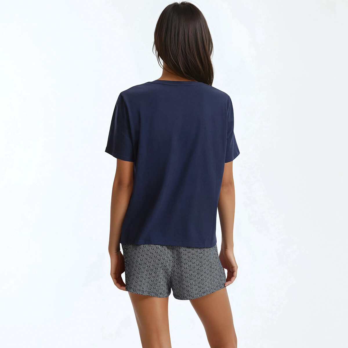 Pyjashort en jersey de coton marine, SO'HOME