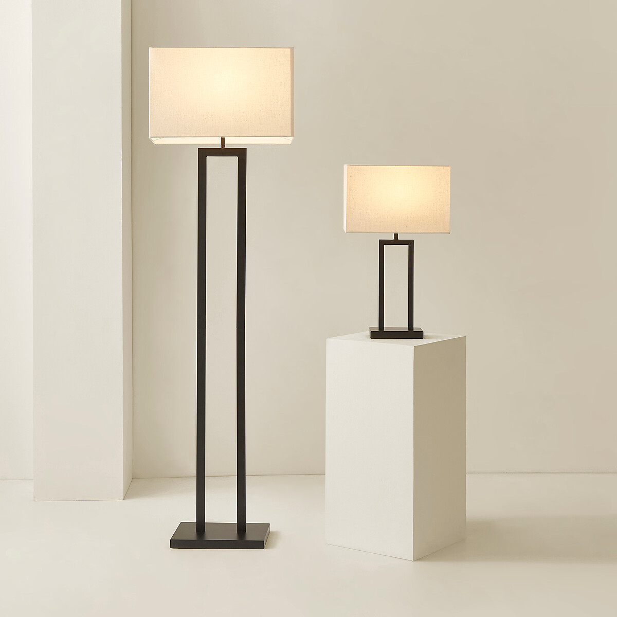 Glenda Double Stem Table Lamp with Rectangular Shade black, SO'HOME