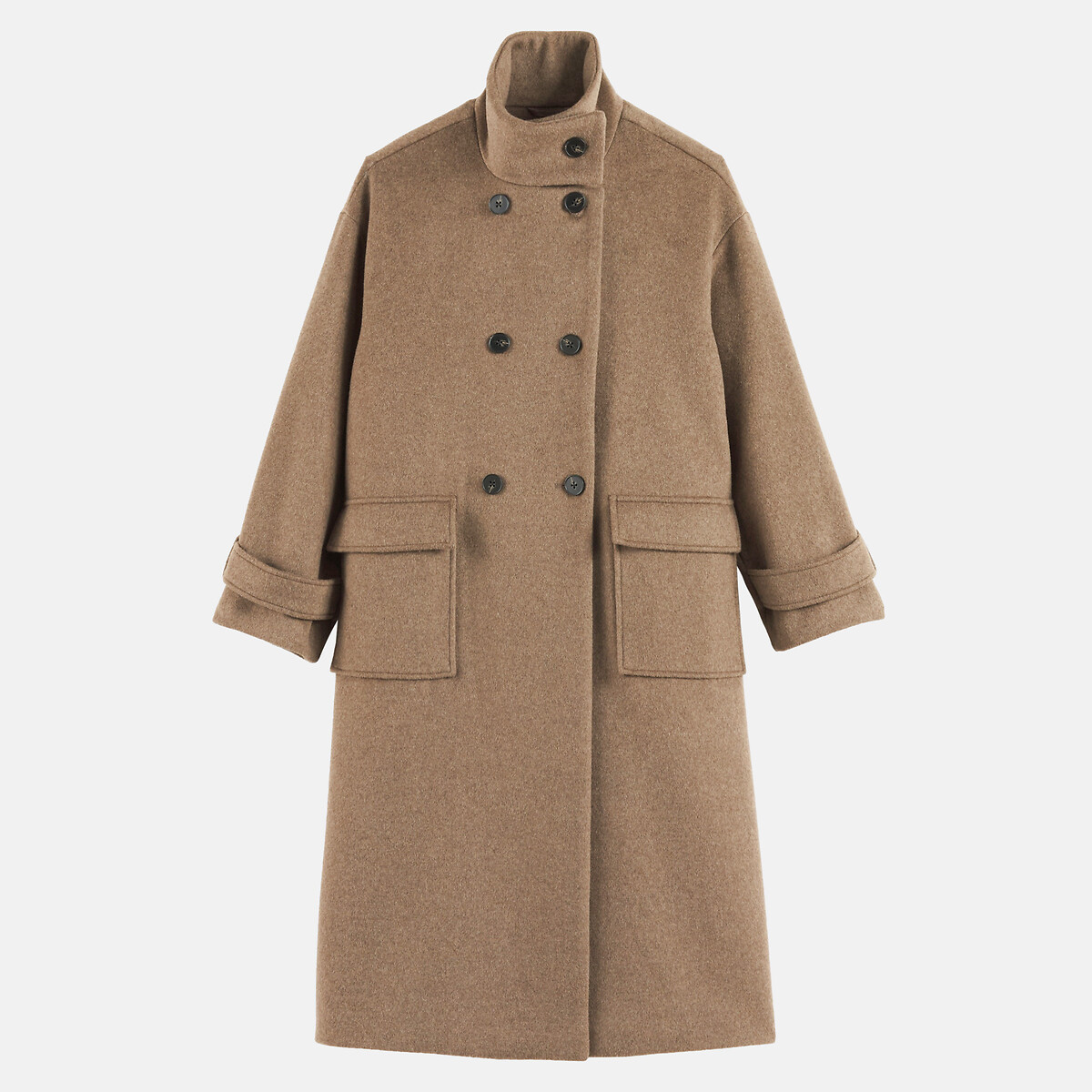 Mantel mit Stehkragen und zweireihigem Knopfverschluss taupe , LA REDOUTE COLLECTIONS