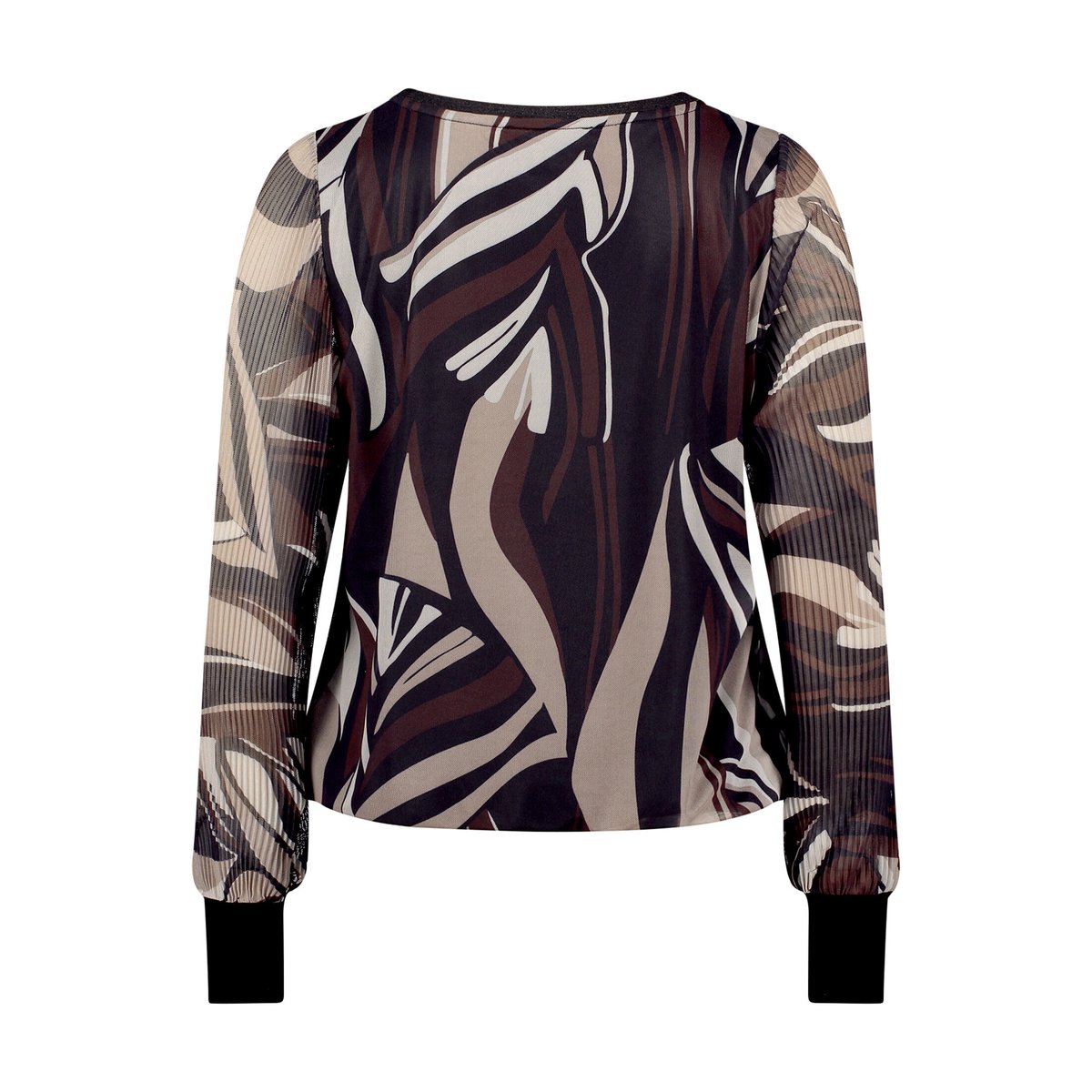 T-shirt à manches longues à plis taupe/black, BETTY BARCLAY