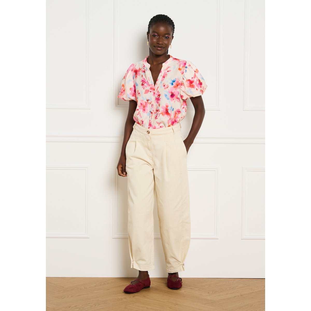 Blouse à manches bouffantes rose clair, LOLALIZA