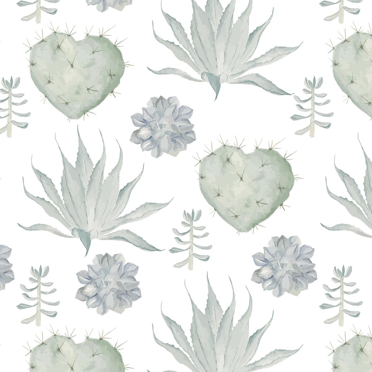 Papier peint coeurs et succulentes intissé, HEXOA