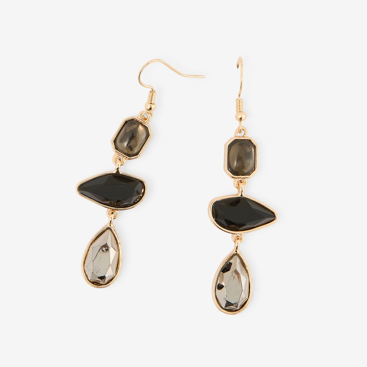 Boucles d'oreilles longues à facettes noirs noir, BALABOOSTE