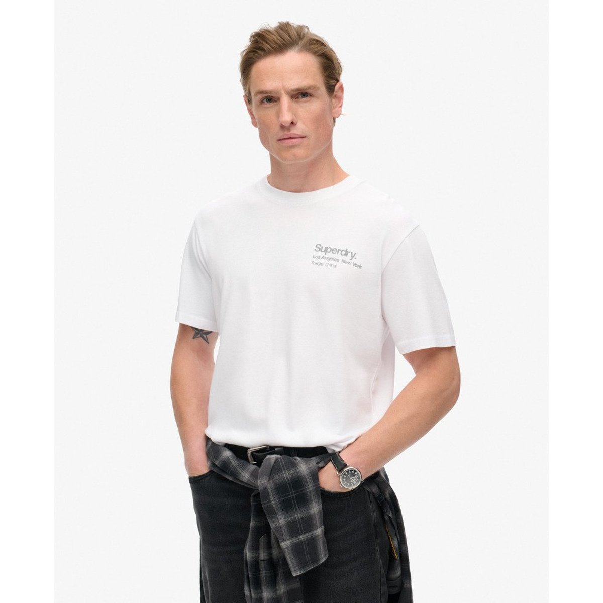 T-shirt ample Core Logo City blanc éclatant, SUPERDRY