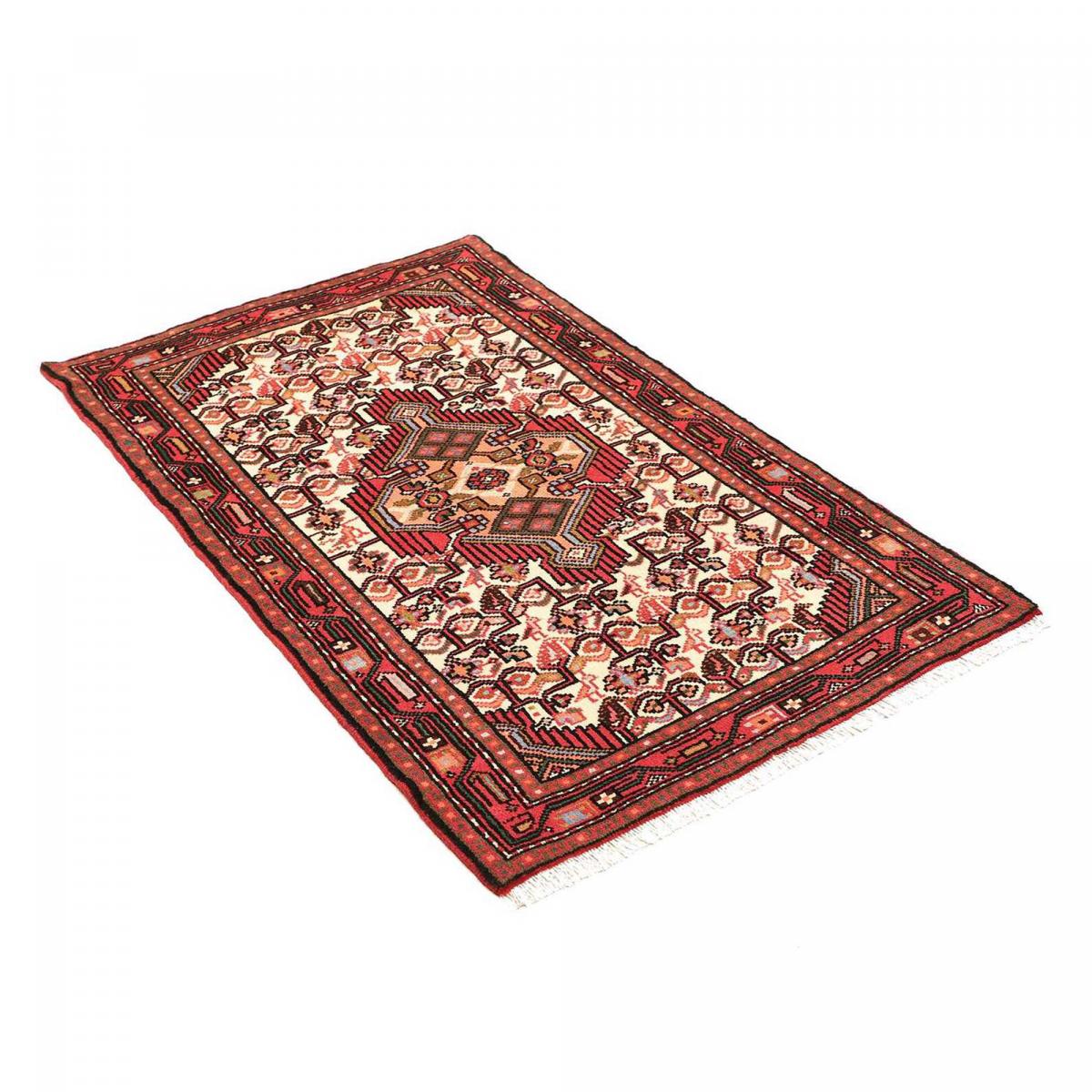 Tapis d'orient oriental, noué main en laine, HAMADAN 10 rouge, crème, UN AMOUR DE TAPIS