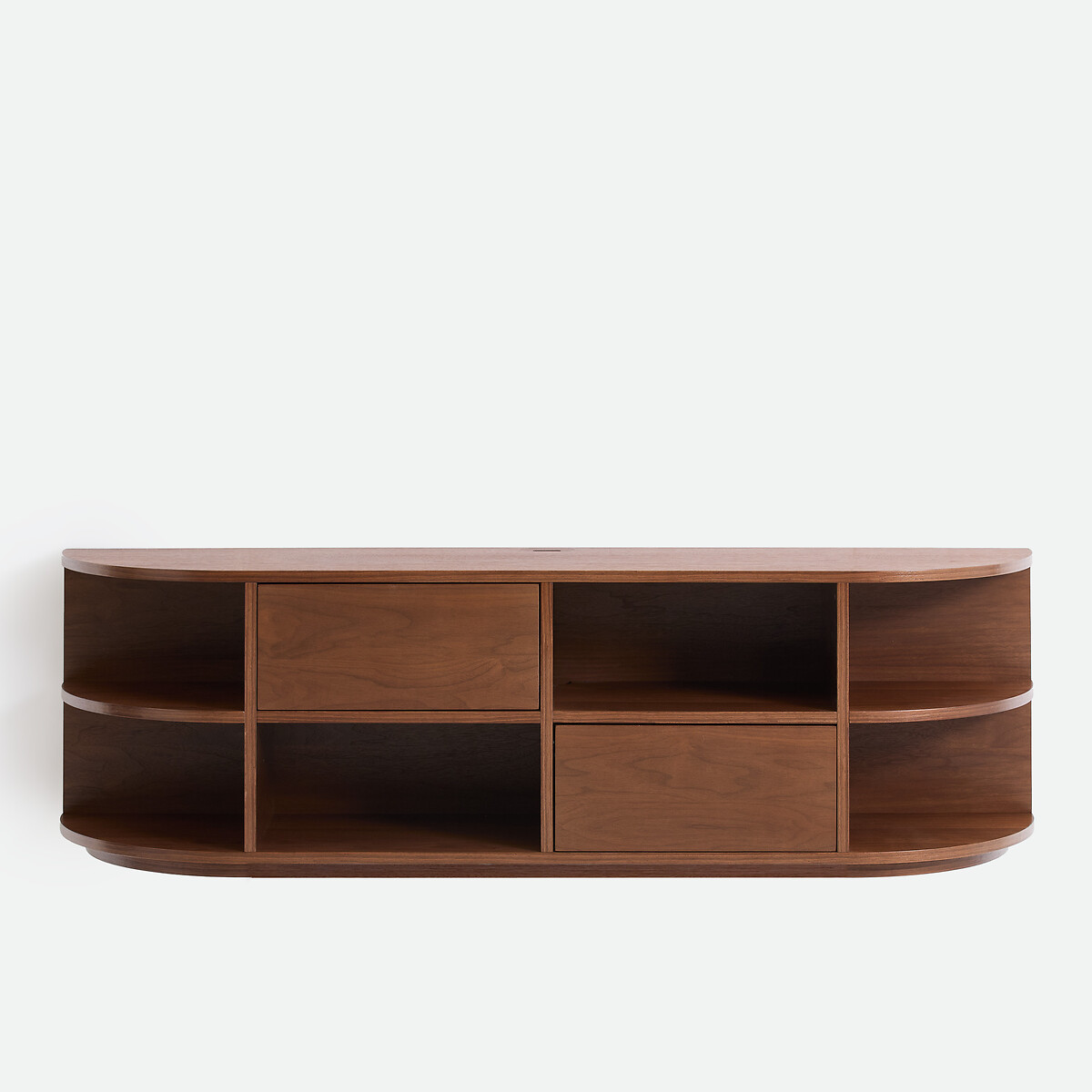 Maddy Walnut Veneer Hanging TV Stand with 2 Doors and 6 Compartments, L160cm walnut, LA REDOUTE INTERIEURS