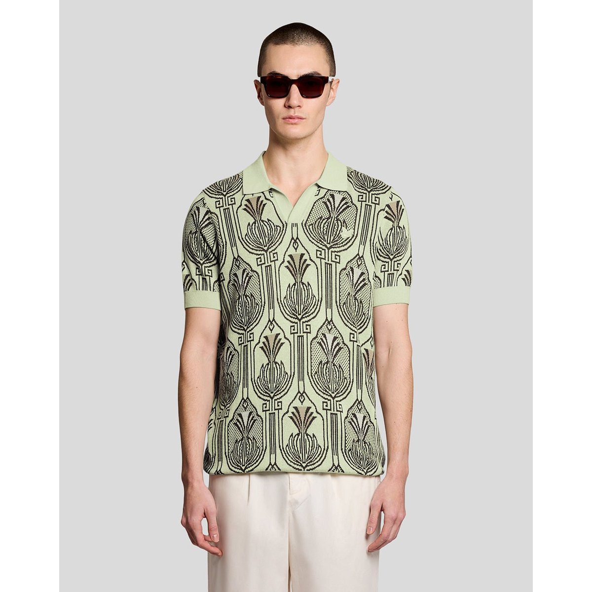 Polo botanique imprimé en maille vert légumes verts tendres, LYLE & SCOTT