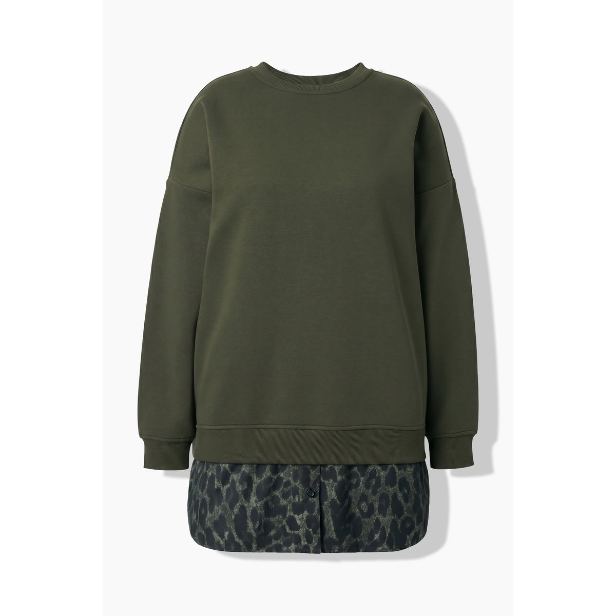 Sweat-shirt oversize, base chemisier arrondie olive foncé, STUDIO UNTOLD