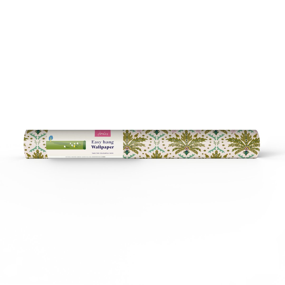 Papier peint Petits palmiers vert, crème, ocre, JOULES