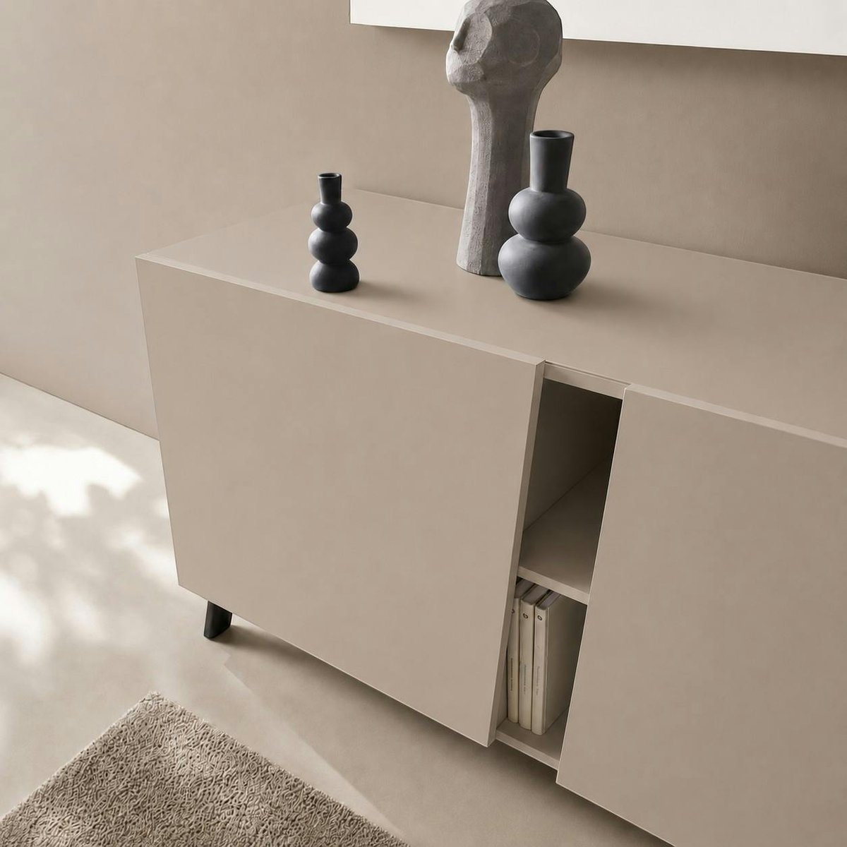 Buffet contemporain 3 portes, découpe diagonale LORA taupe, PIER IMPORT
