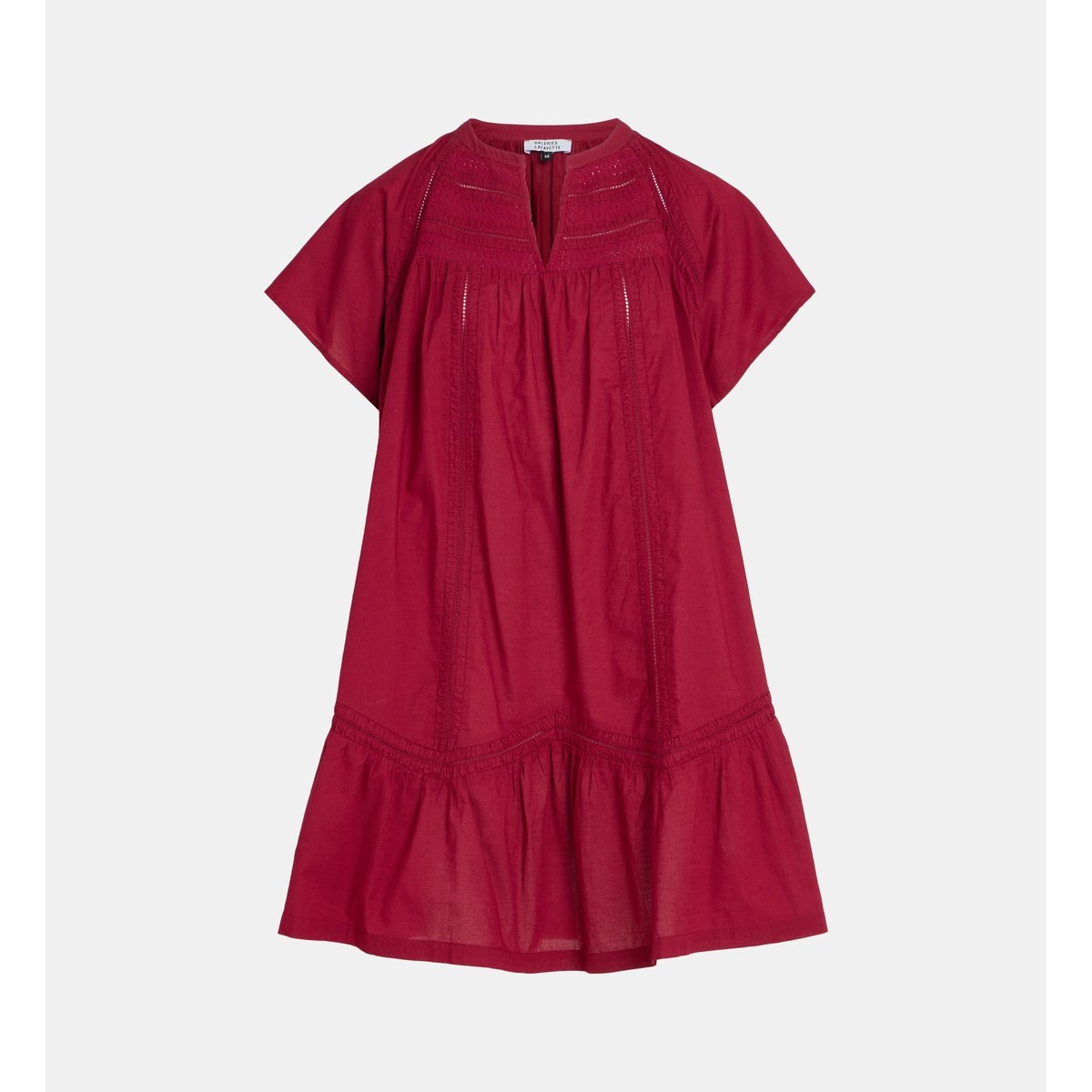 Robe courte fauve ruch coton rouge grenade, GALERIES LAFAYETTE