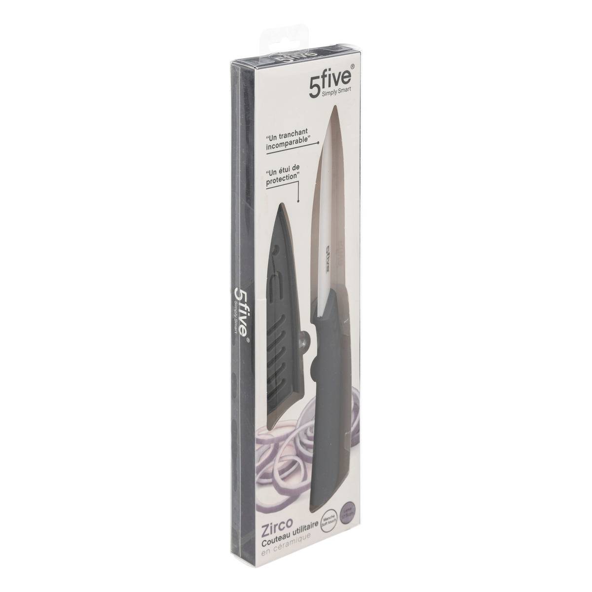 Couteau utilitaire céramique lame ZIRCO gris, 5FIVE SIMPLY SMART