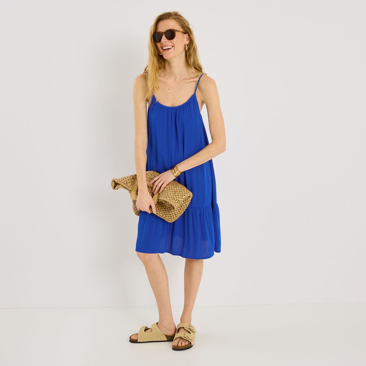 Robe courte fines bretelles bleu, GRAIN DE MALICE