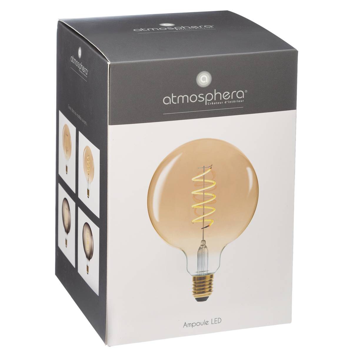 Ampoule LED décorative globe à filament visible ambre 2, ATMOSPHERA