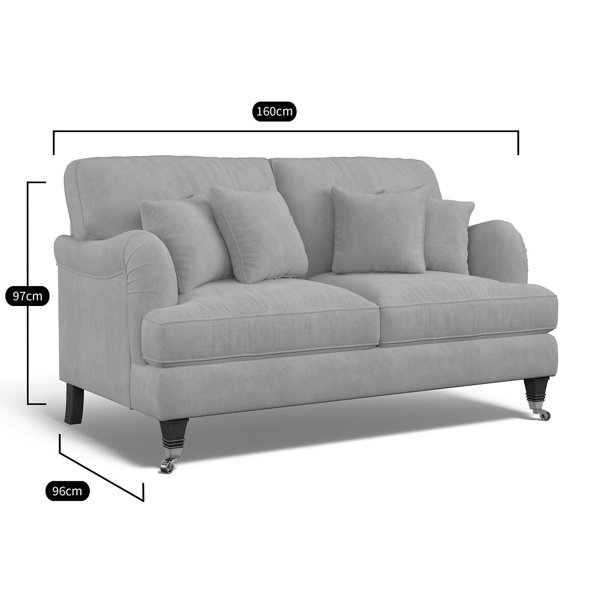 Emeline Soft Brushed 2 Seater Sofa with Castor Legs old rose, ÉDITÉ