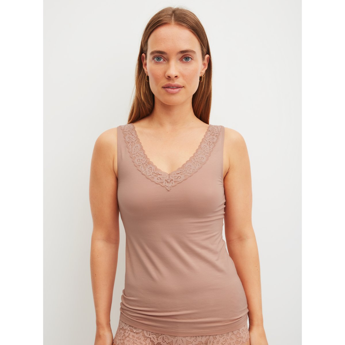 Débardeur sans manches Coton NATURAL COMFORT LACE timeless taupe, CALIDA